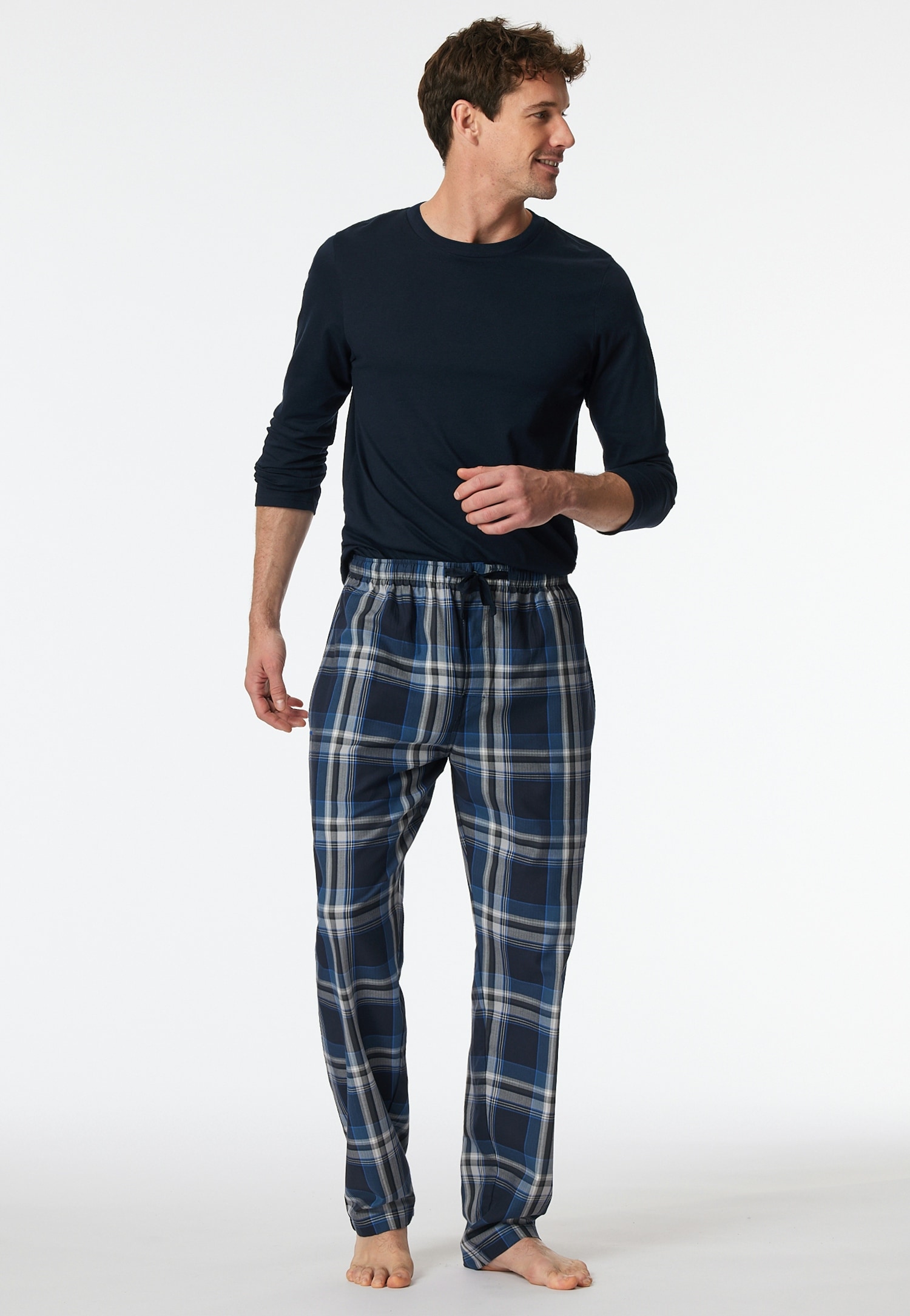 Schiesser Pyjamahose »Mix + Relax«, funktionale Knopfleiste, Bindeband, seitliche Taschen