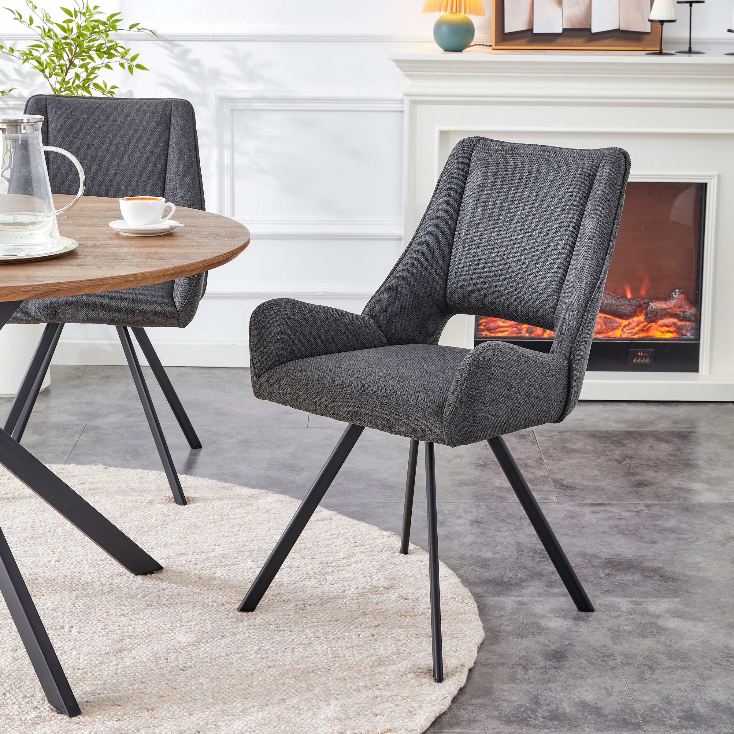 Home affaire Esszimmerstuhl »BRANDON, 2er Set, mit Metallgestell in matt schwarz« (Set) 2 Stk.in verschiedenen Farben, Belsatbarkeit pro Stuhl 120 kg, 360° drehbar