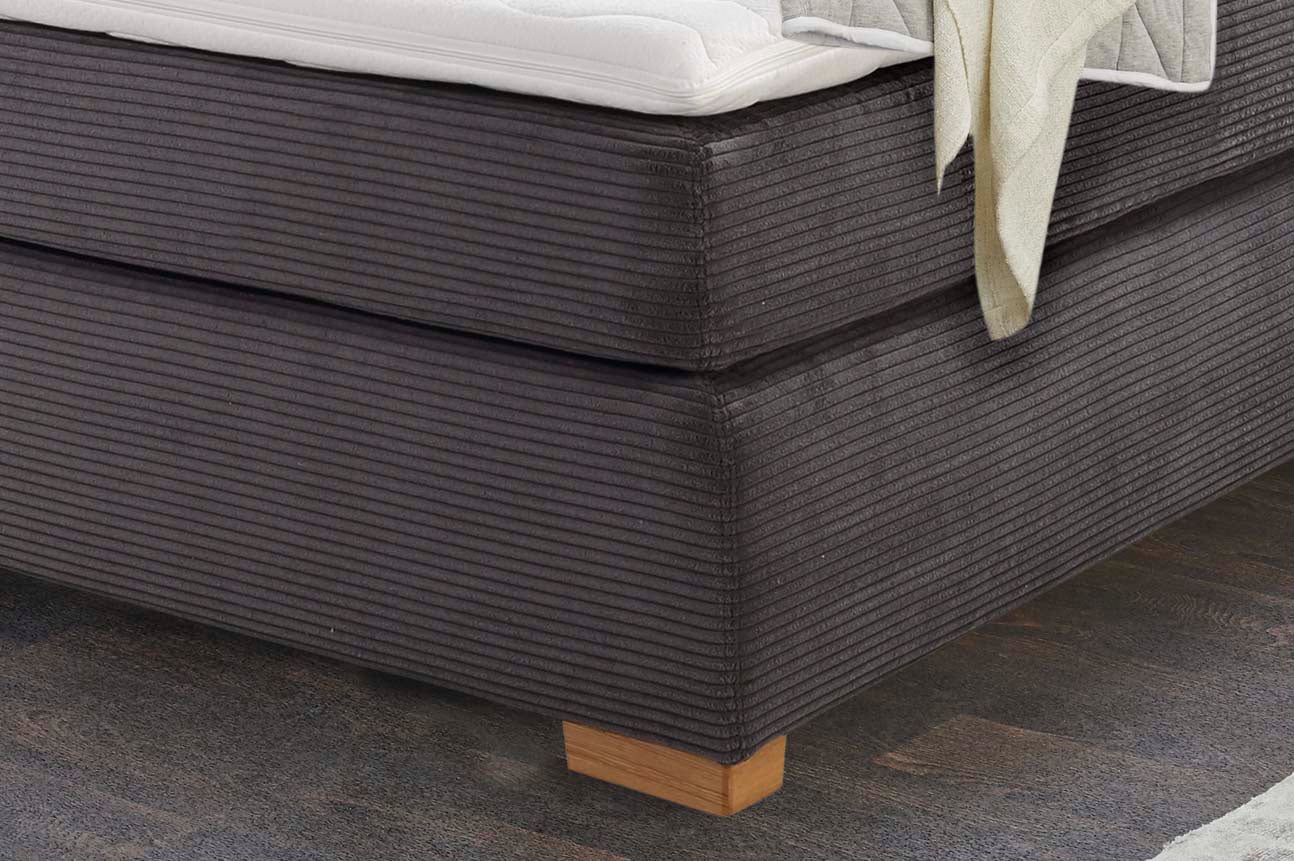 Jockenhöfer Gruppe Boxspringbett »Romy erhältlich in 140 & 180cm Breite« Cordstoff, 7-Zonen-TTFK-Matratze, KS-Topper, Echtholzfüße