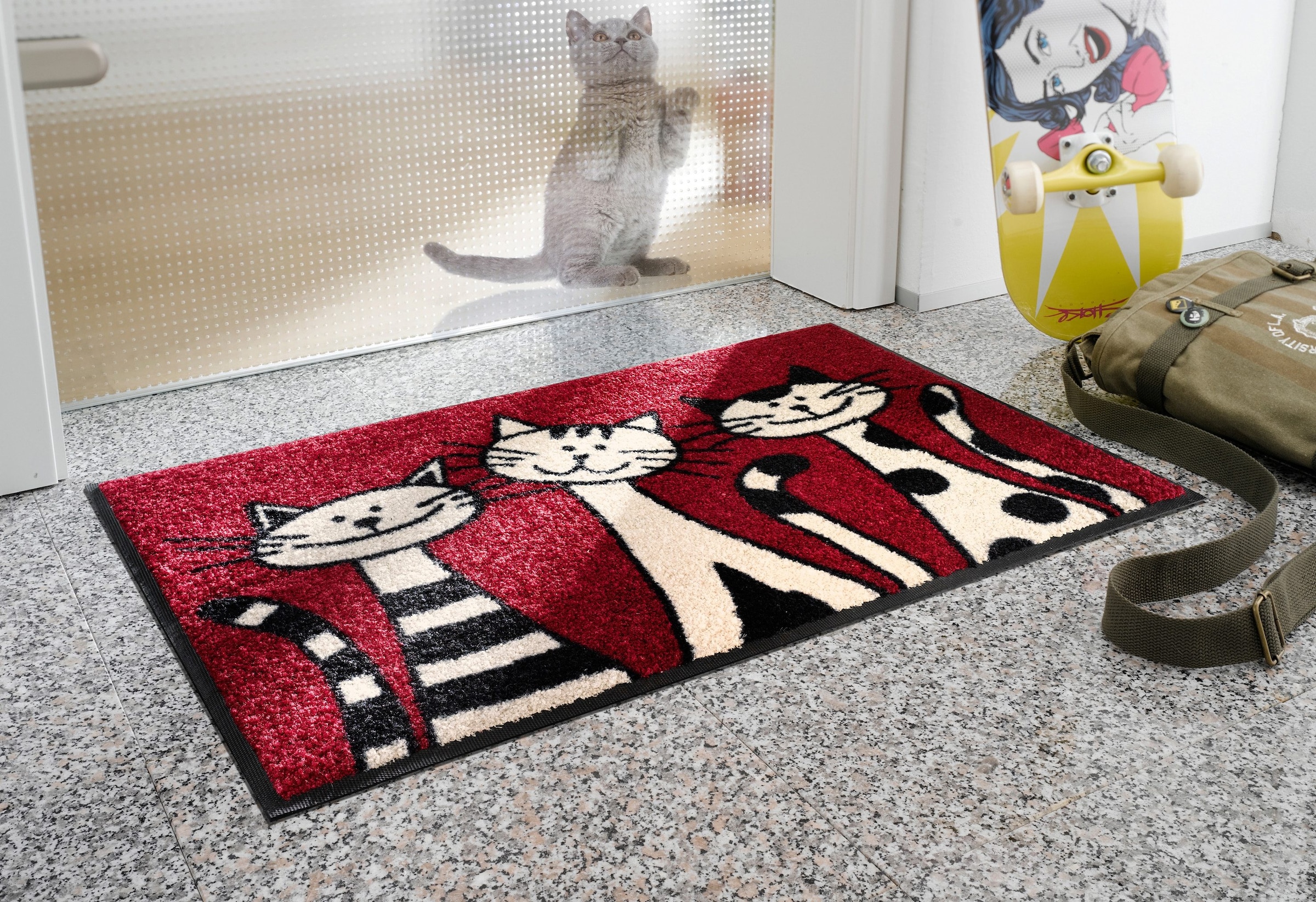 wash+dry by Kleen-Tex Fußmatte »Three Cats«, rechteckig, Schmutzfangmatte,  Motiv Katzen, rutschhemmend, waschbar kaufen bei OTTO