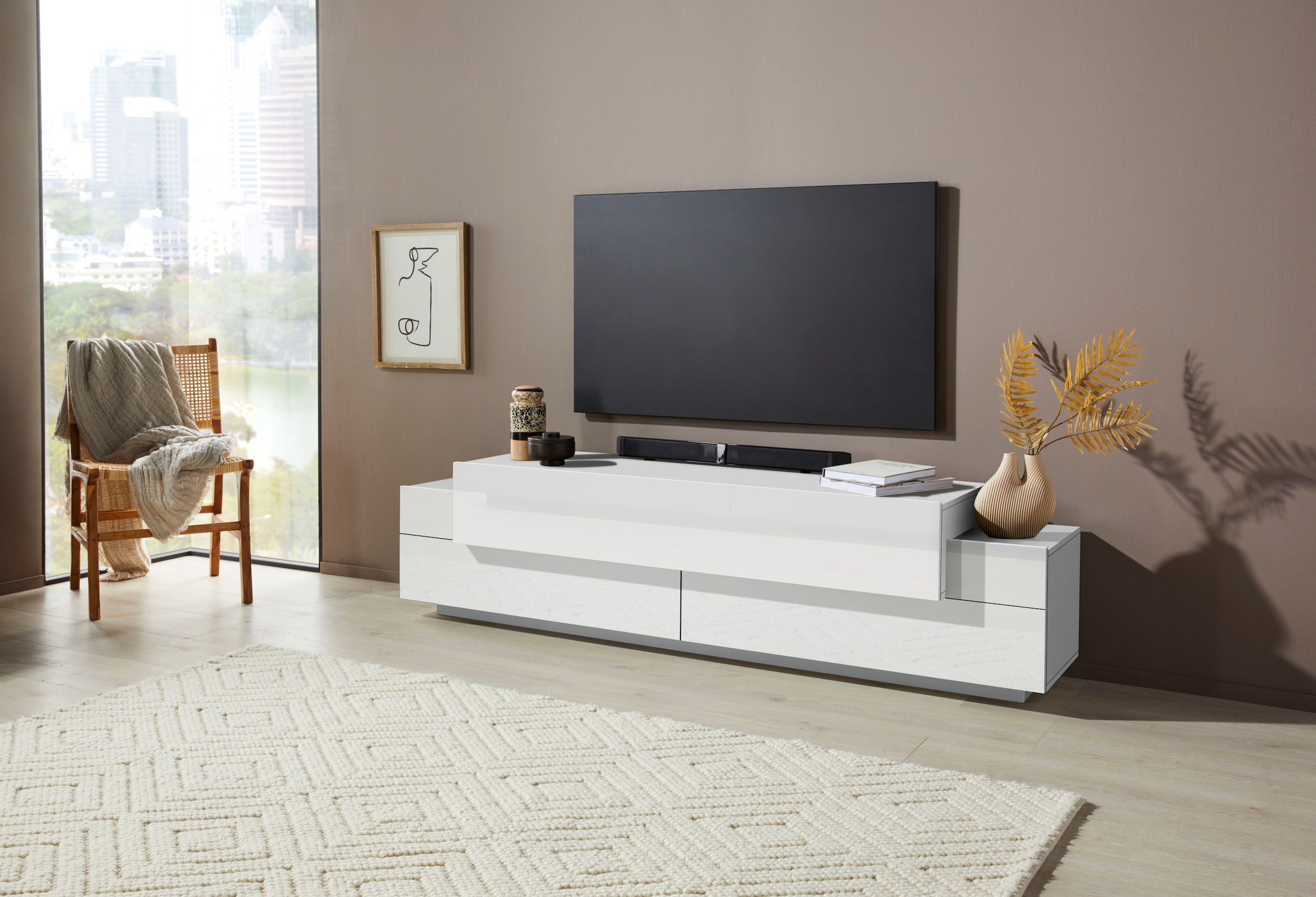 INOSIGN Lowboard »Coro,Lowboard,TV-Kommode,TV-Möbel,TV-Bank«, mit 3 Klappen davon 2 mit Push-to-Open Funktion Breite 200 cm