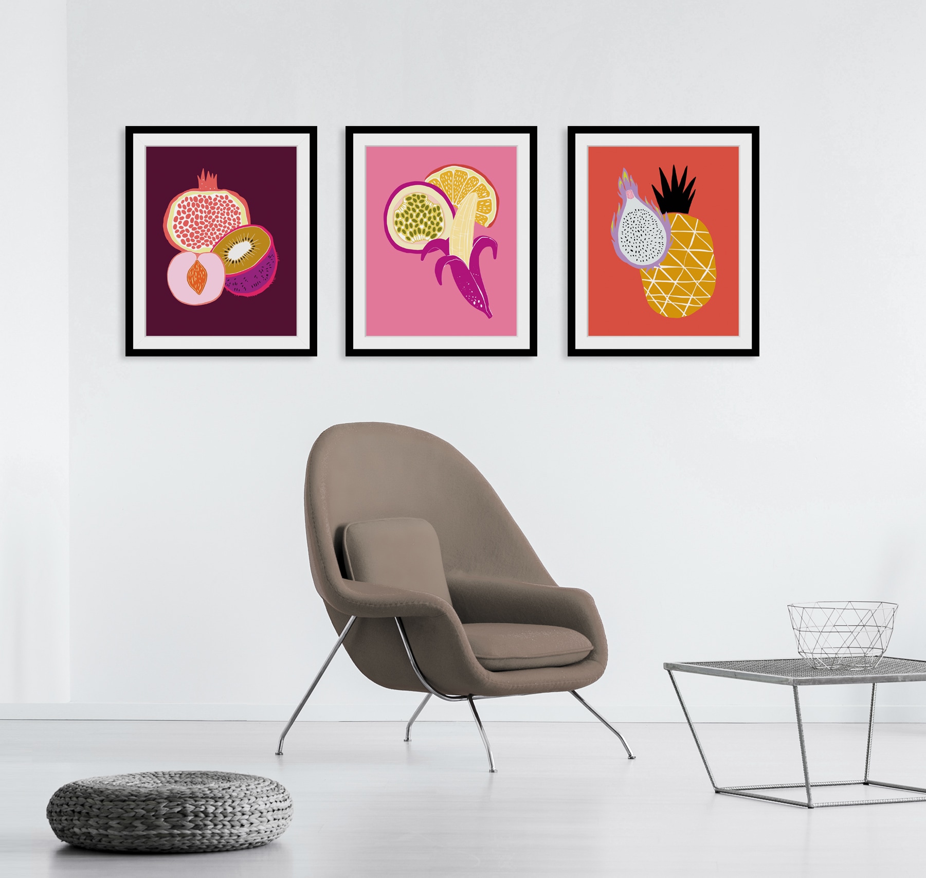 queence Bild »Leonard«, Obst-Obst Bilder-Kunst-Lebensmittel, HD Premium Poster-Druck inkl. Holzrahmen