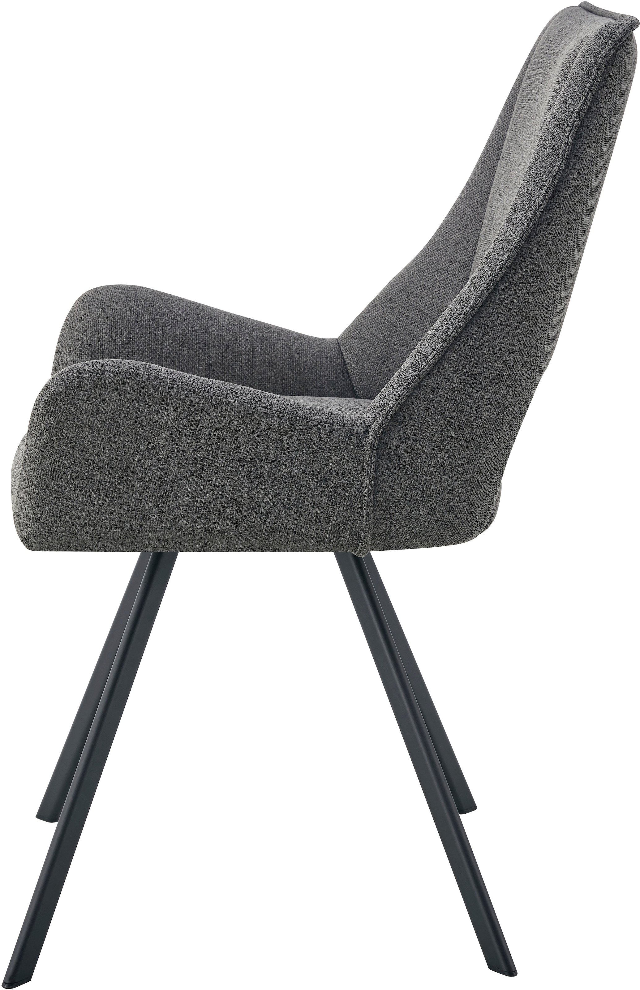 Home affaire Esszimmerstuhl »BRANDON, 2er Set, mit Metallgestell in matt schwarz« (Set) 2 Stk.in verschiedenen Farben, Belsatbarkeit pro Stuhl 120 kg, 360° drehbar