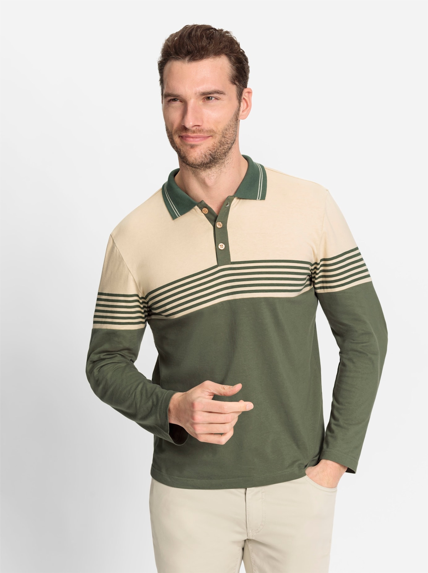 Marco Donati Poloshirt »Langarm-Poloshirt«, (1 tlg.)
