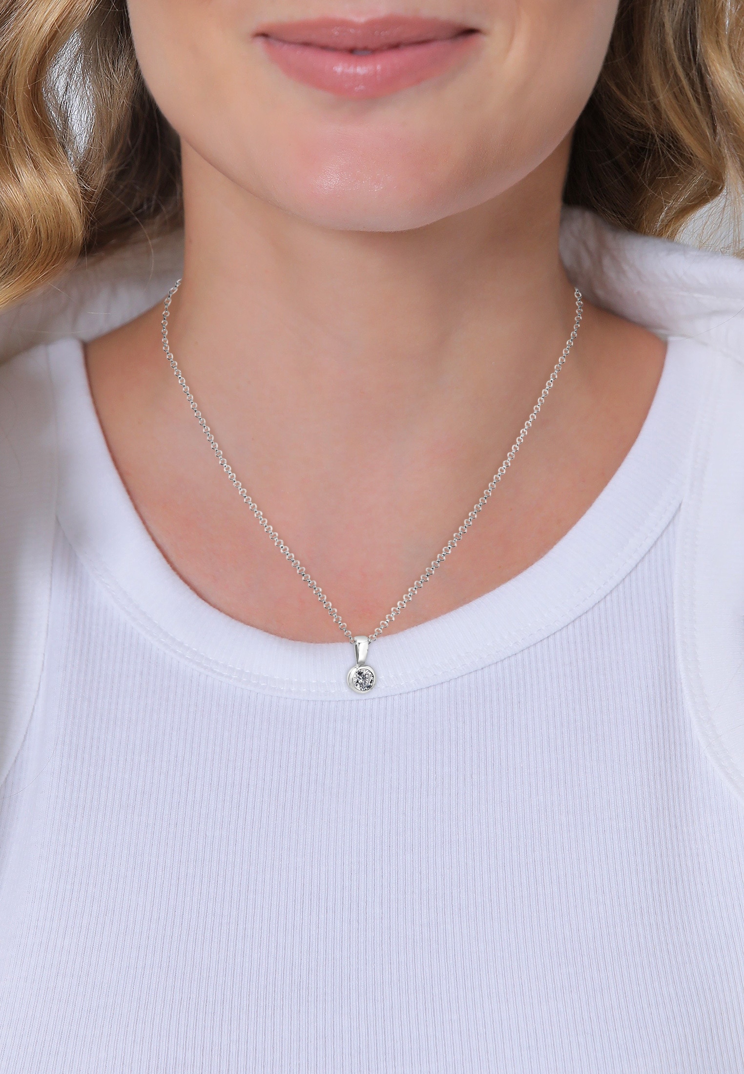 Nenalina Kette mit Anhänger »Halskette Solitär Zirkonia 925 Silber«