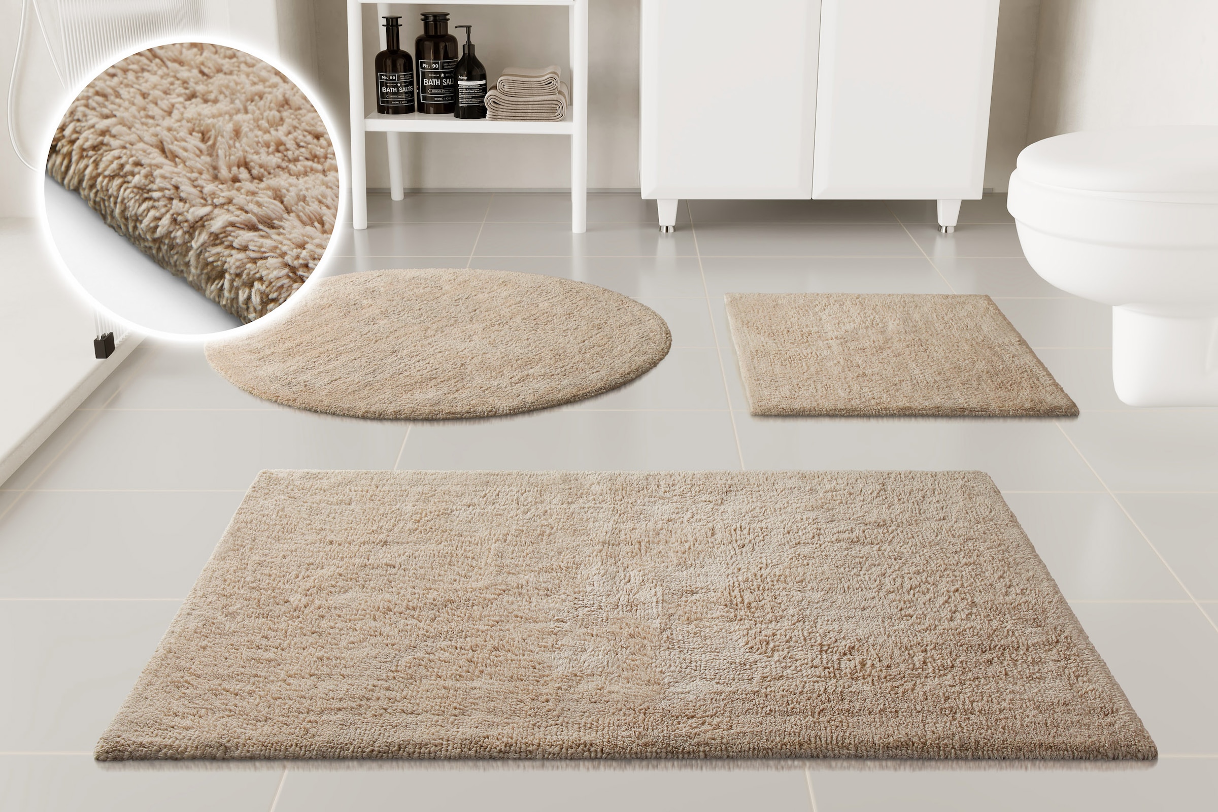 OTTO home Badematte »Selenne« Höhe 20 mm rutschhemmend beschichtet fußbodenheizungsgeeignet Badteppich, getuftet, modern, Uni, antirutsch, flauschig, Baumwolle