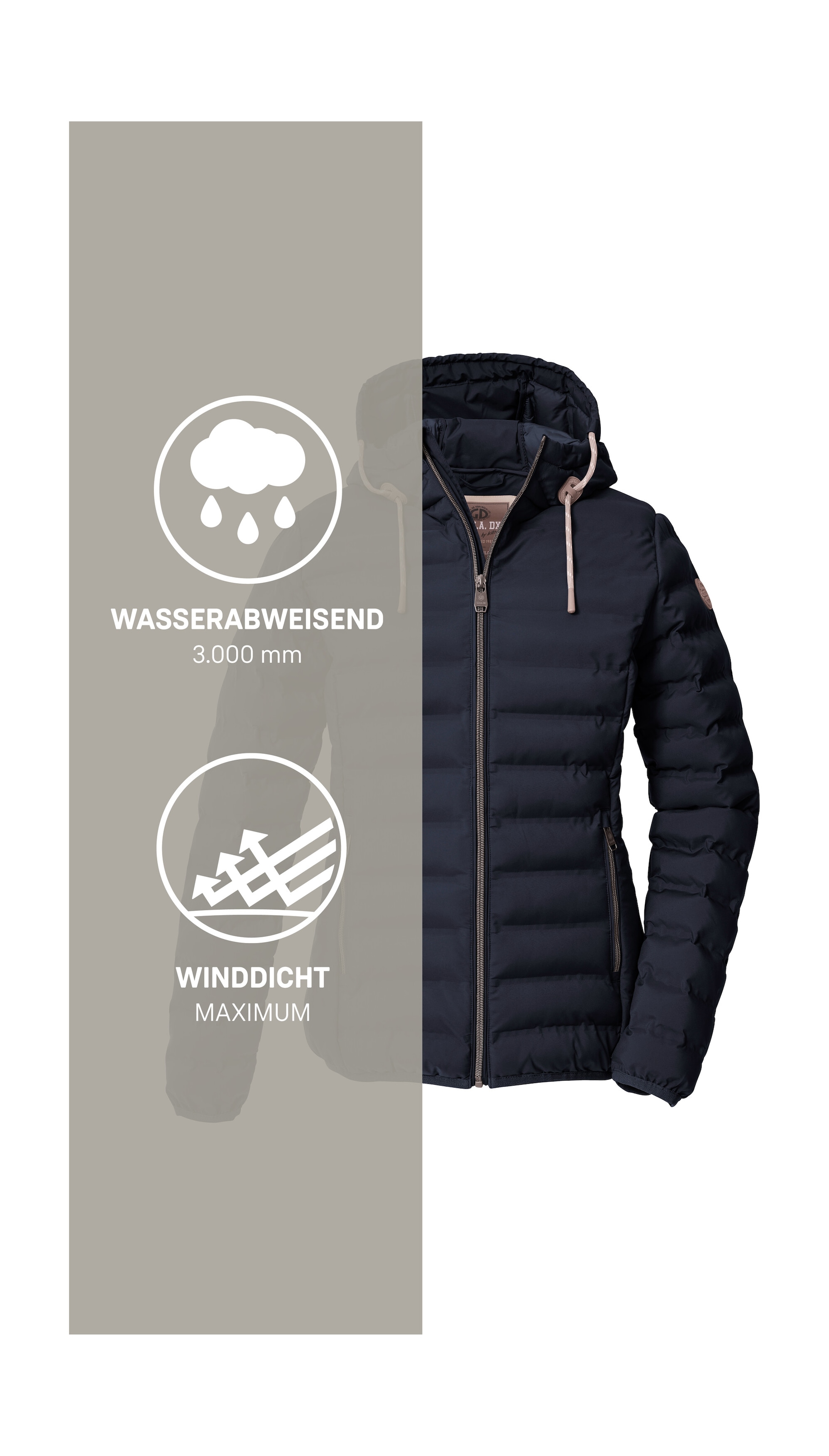 G.I.G.A. DX by killtec Steppjacke »Damen Steppjacke OOGW 1«, Leichte Steppjacke, wasserabweisend, weitenregulierbare Kapuze