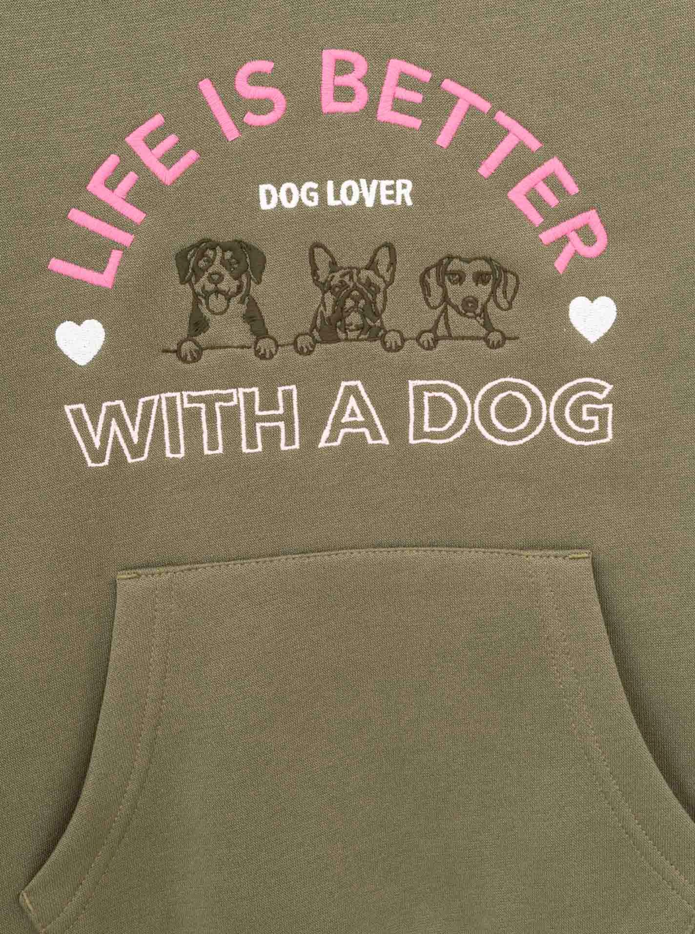 Zwillingsherz Hoodie »"Dog Life"« Mini-Me,mit gestickten Hunden und Slogan