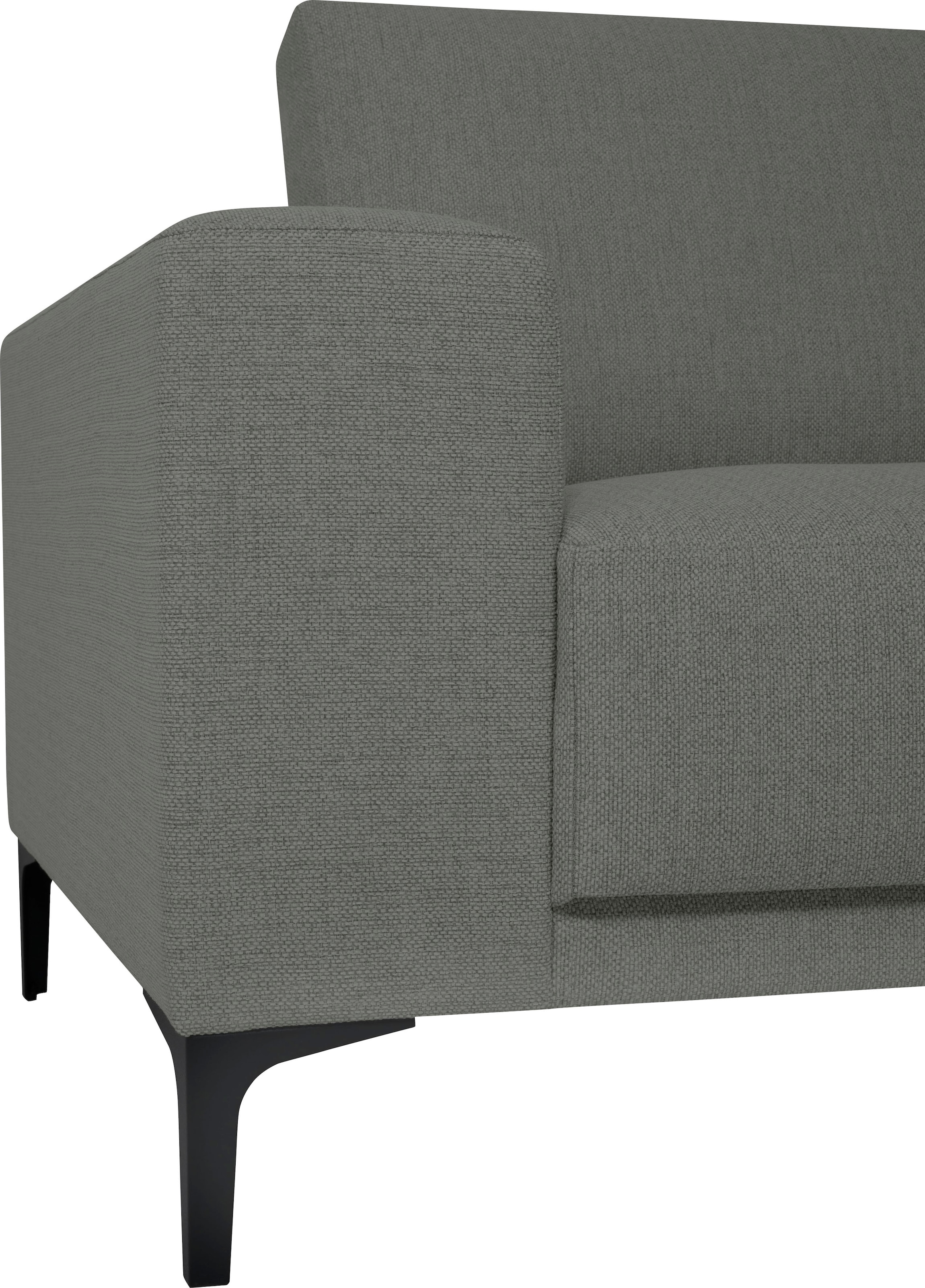 Places of Style Ecksofa »Xander, L-Form,«, Breite 289 cm, Webstoff, Soft-Touch Chenille, schwarze Metallfüße