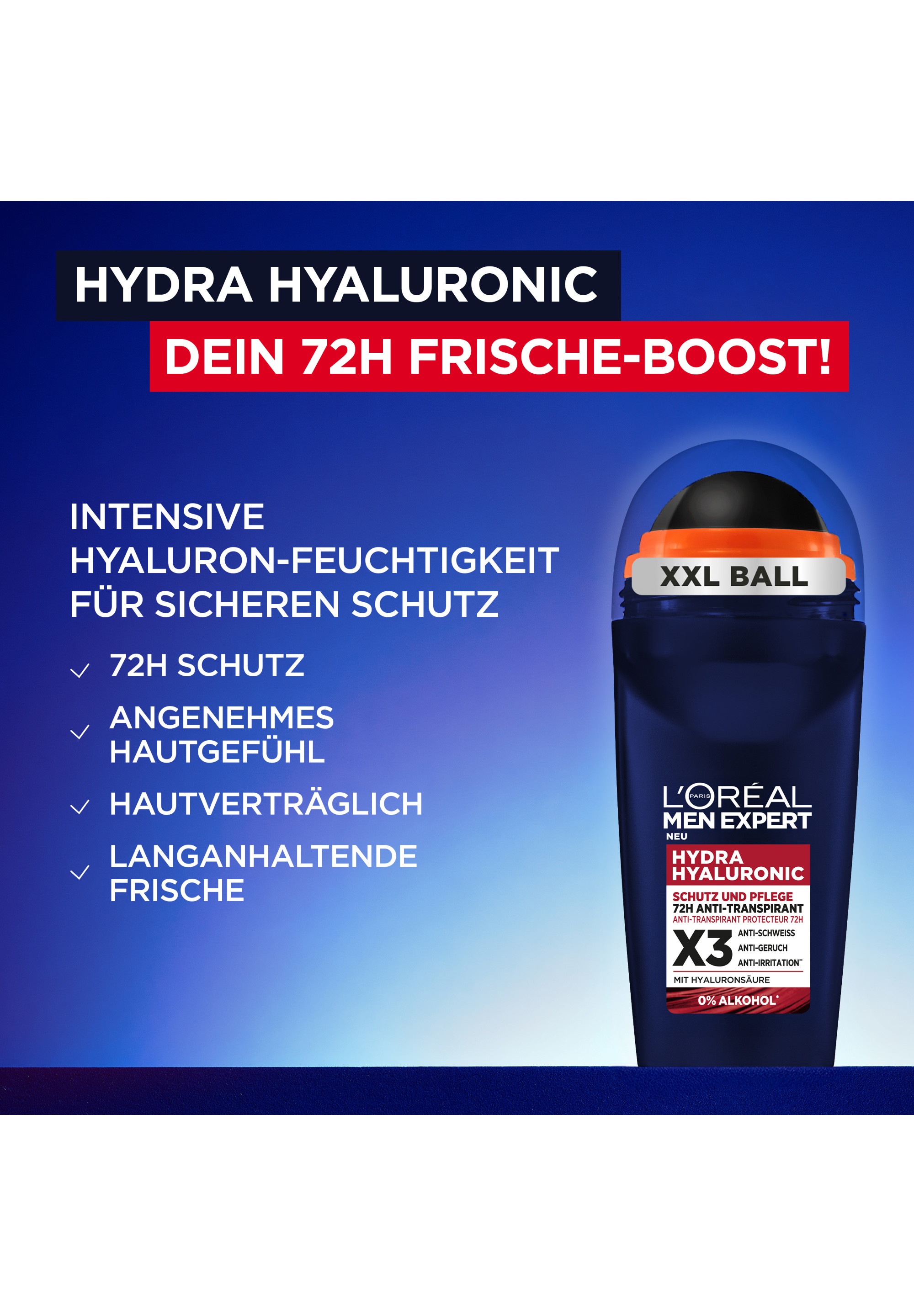 L'ORÉAL PARIS MEN EXPERT Deo-Roller »L'Oréal Men Expert Hydra Hyaluronic Anti-Transpirant Roll On 6er Pack«