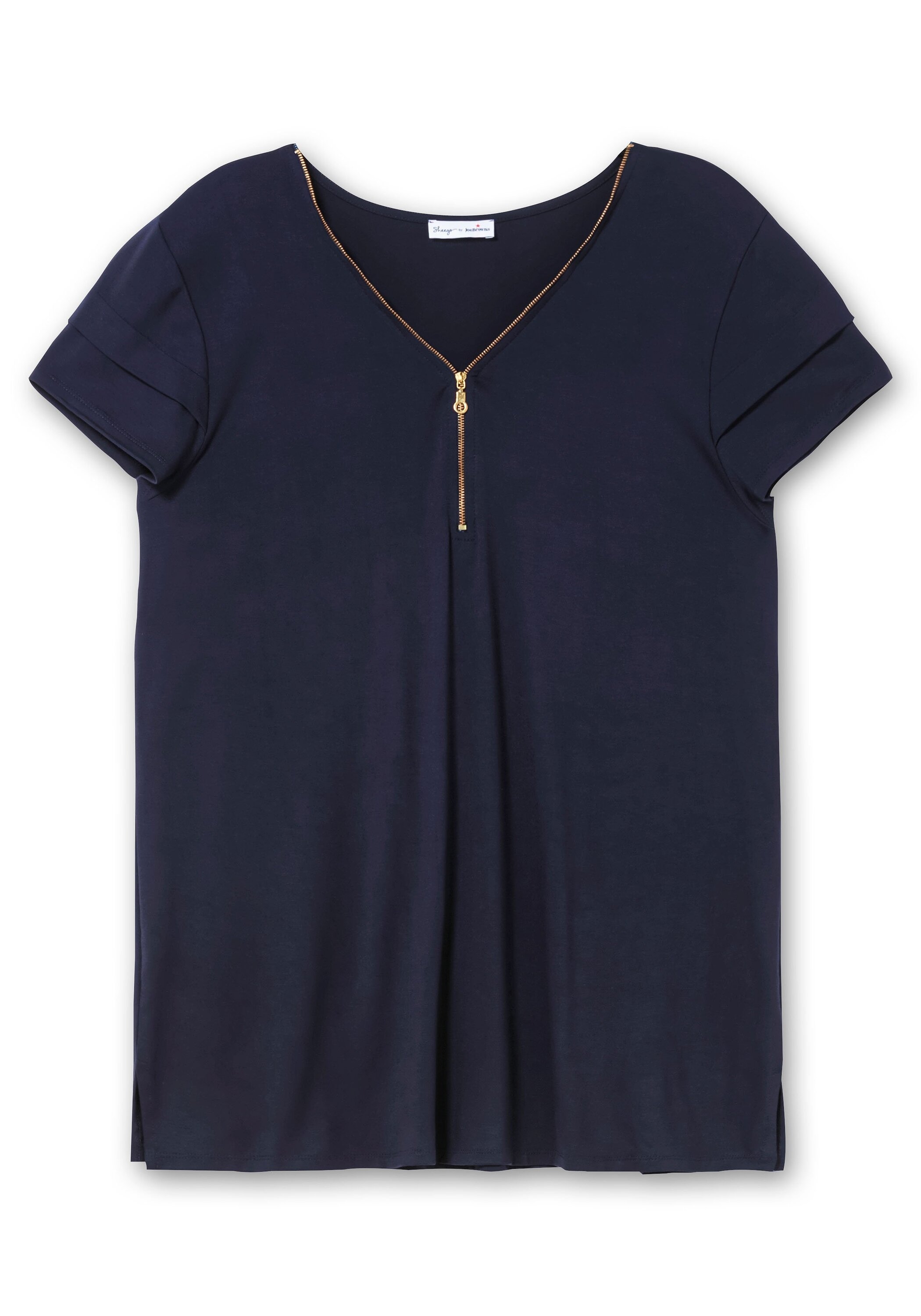 Sheego T-Shirt »Shirt mit Zipper am V-Ausschnitt«