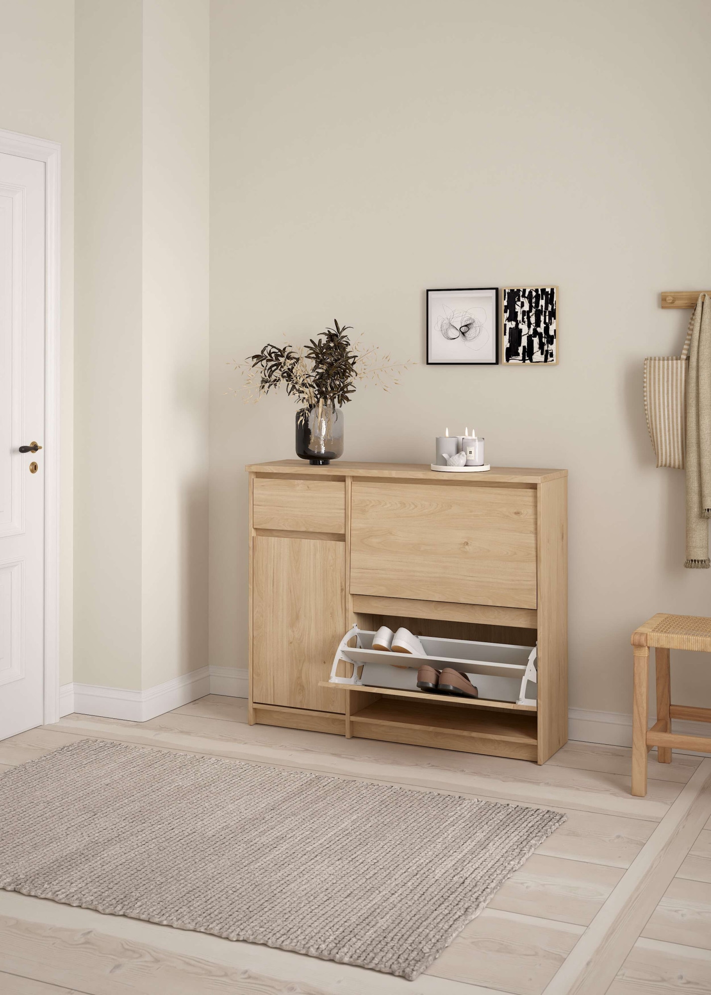 INOSIGN Schuhschrank »Naia Schuhaufbewahrung, Schuhkommode, Schuhregal, Modernes Design« mit 2 Klappen und 1 Tür und 1 Schublade, Praktisch, Breite 109 cm