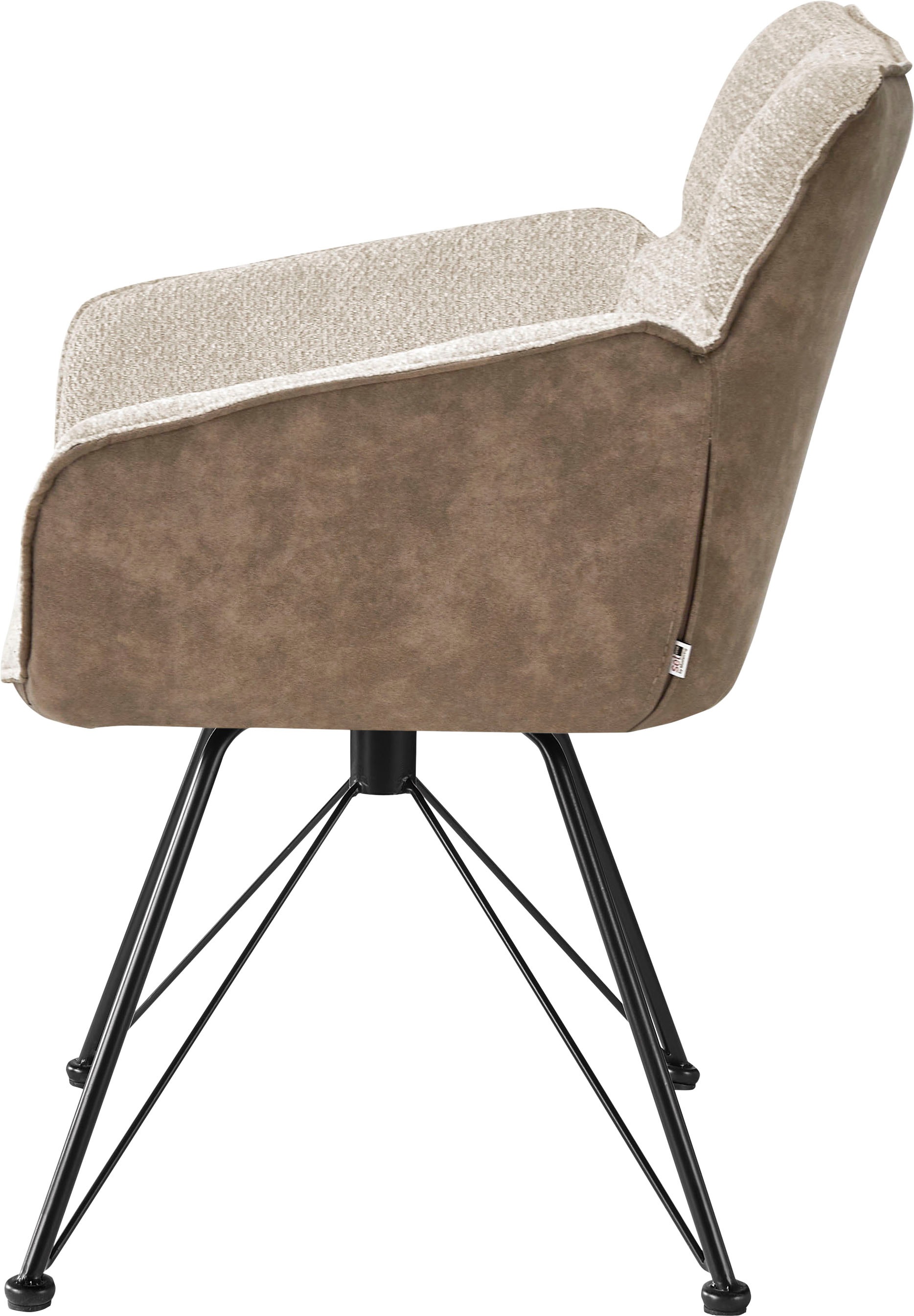set one by Musterring Esszimmerstuhl »Frisco-B«, (Set), 2 St., Microfaser-Chenille, Bezug innen Chenille und außen Microfaser, Design-Gestell schwarz