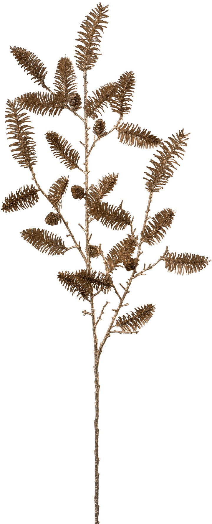Creativ green Winterliche Kunstpflanze »Weihnachtsdeko«, Zweig mit zahlreichen Tannenspitzen, champagner, 2er-Set
