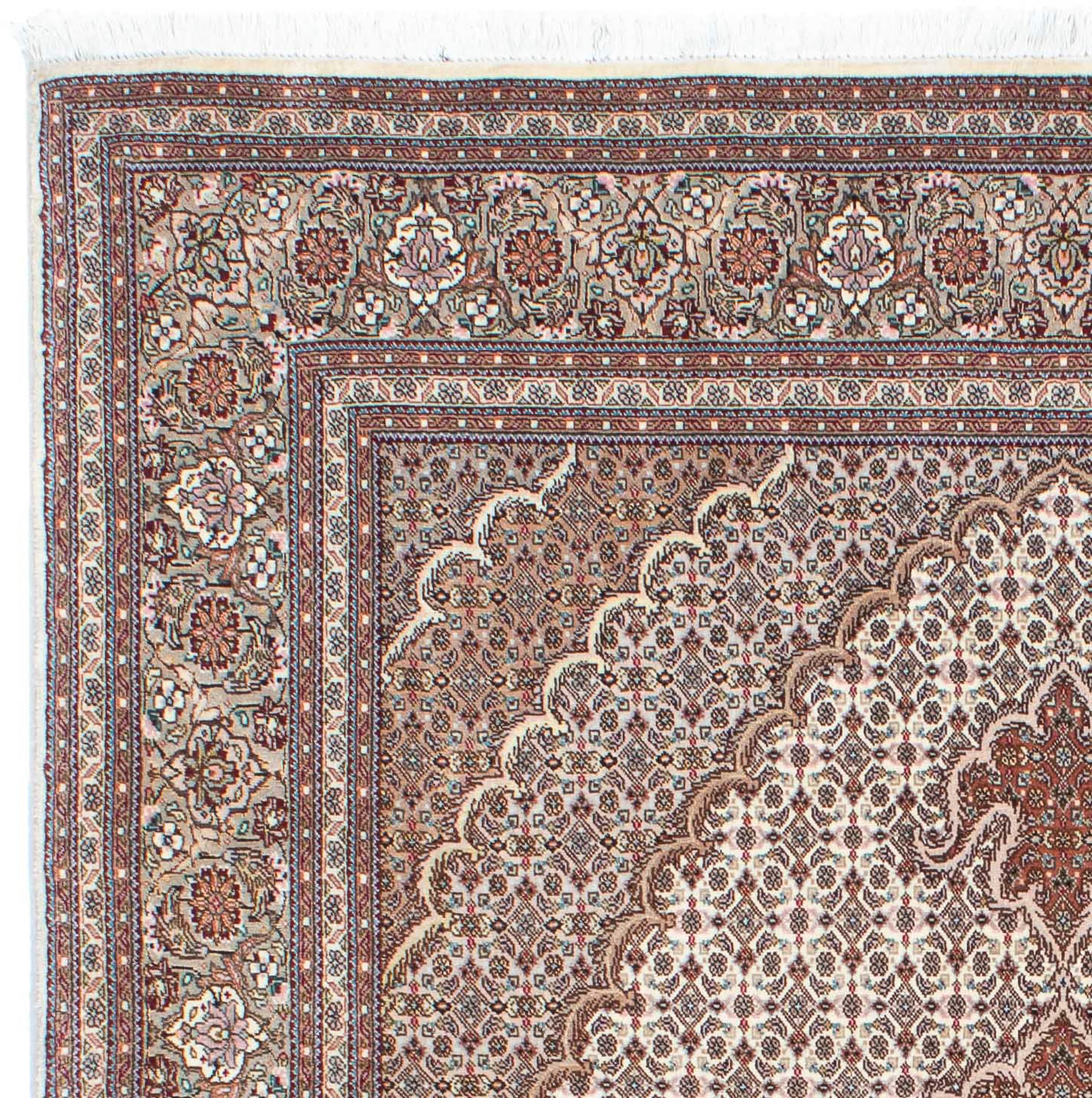 morgenland Orientteppich »Perser - Täbriz - Royal - 210 x 150 cm -  hellbraun«, rechteckig, Wohnzimmer, Handgeknüpft, Einzelstück mit  Zertifikat bei OTTO