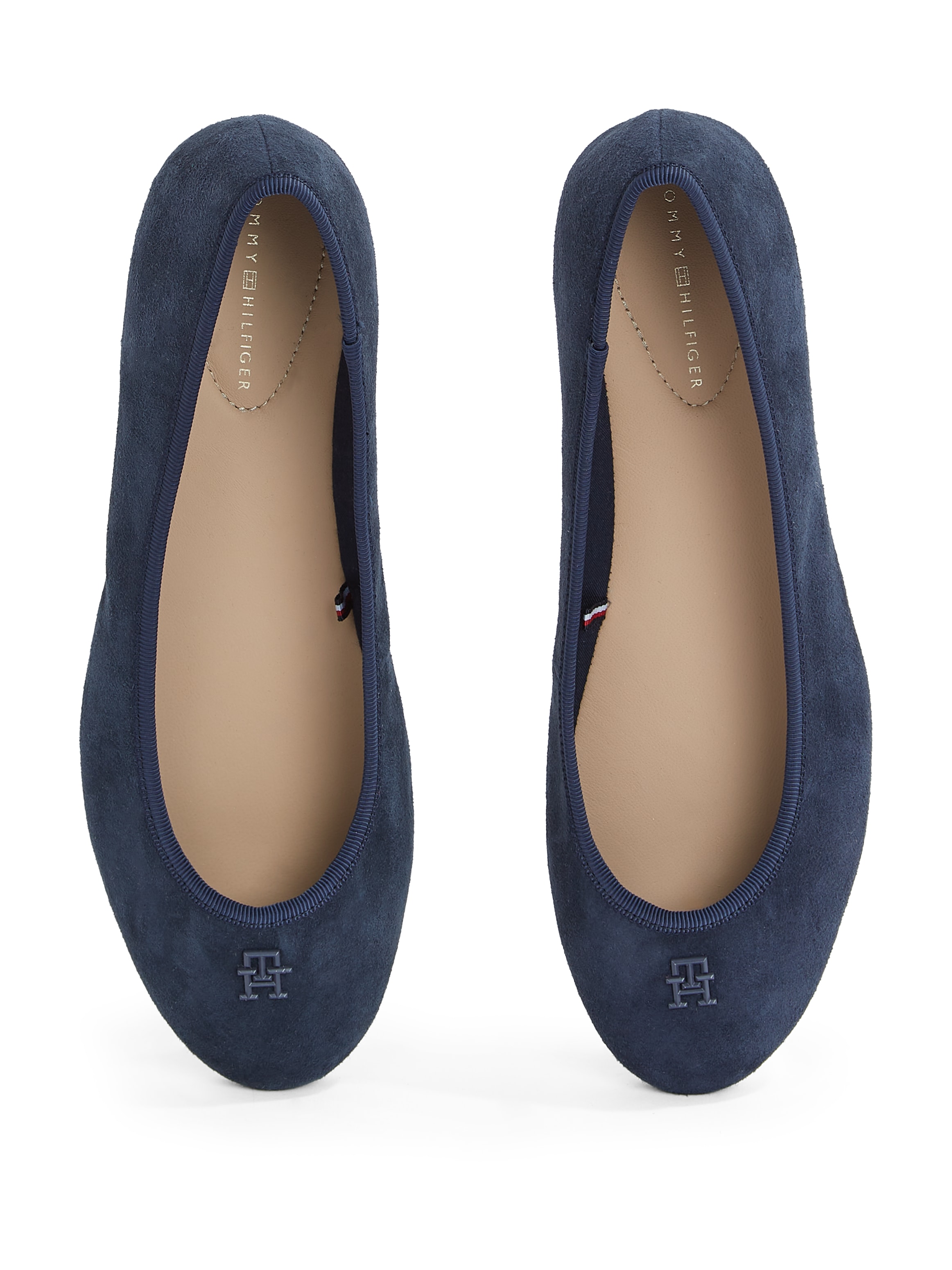 Tommy Hilfiger Ballerina »TH HARDWARE SUEDE BALLERINA«  , Flats, Businessschuh, Bequemschuh, Schlupfschuh mit TH-Logo