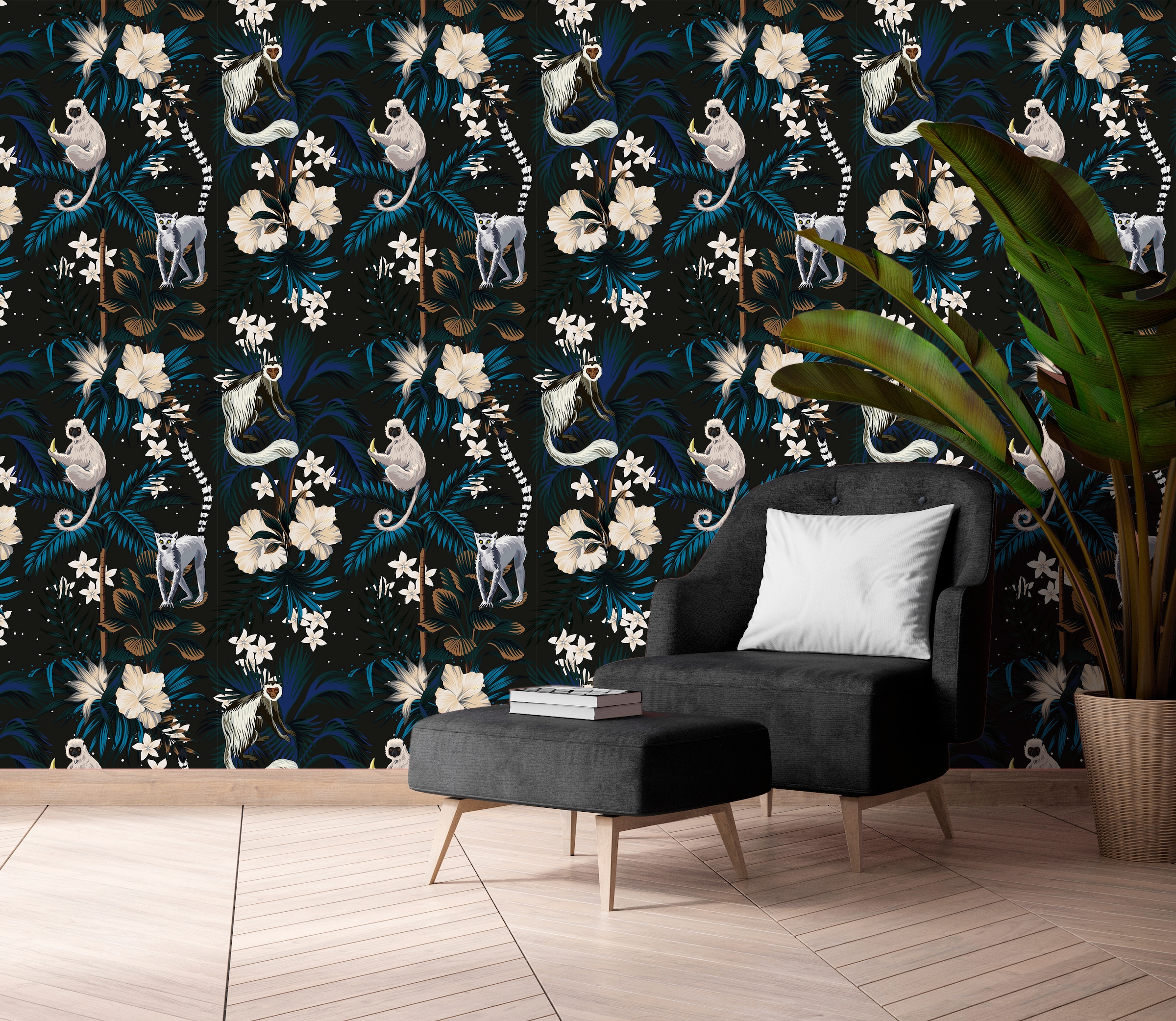 queence Vinyltapete »Malu«, bedruckt-Motiv-botanisch-floral-gemustert-natürlich, 90x250cm, selbstklebend, kinderleichte Anbringung, Sticker