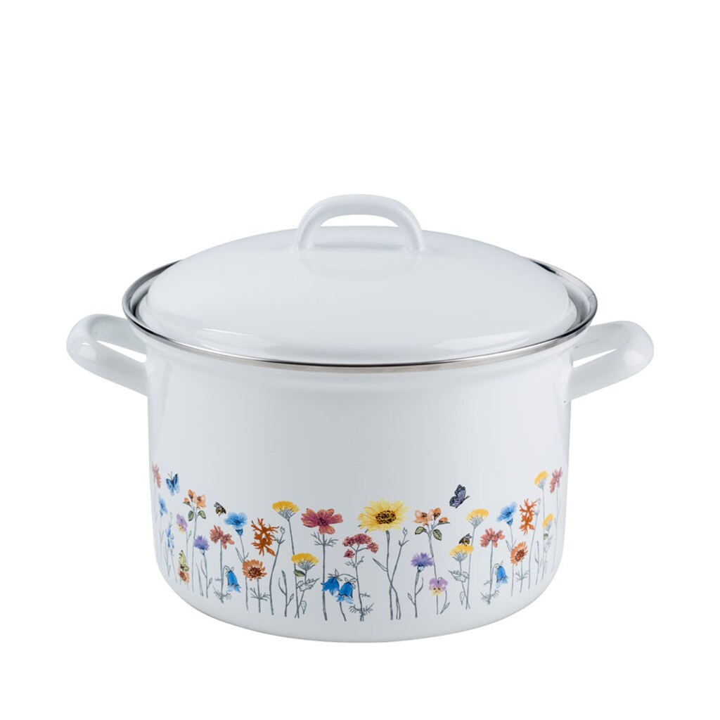 Riess Topf-Set »Emaille Spar-Set FLORA«, emailliertes Stahlblech, (Set, 5 tlg.)