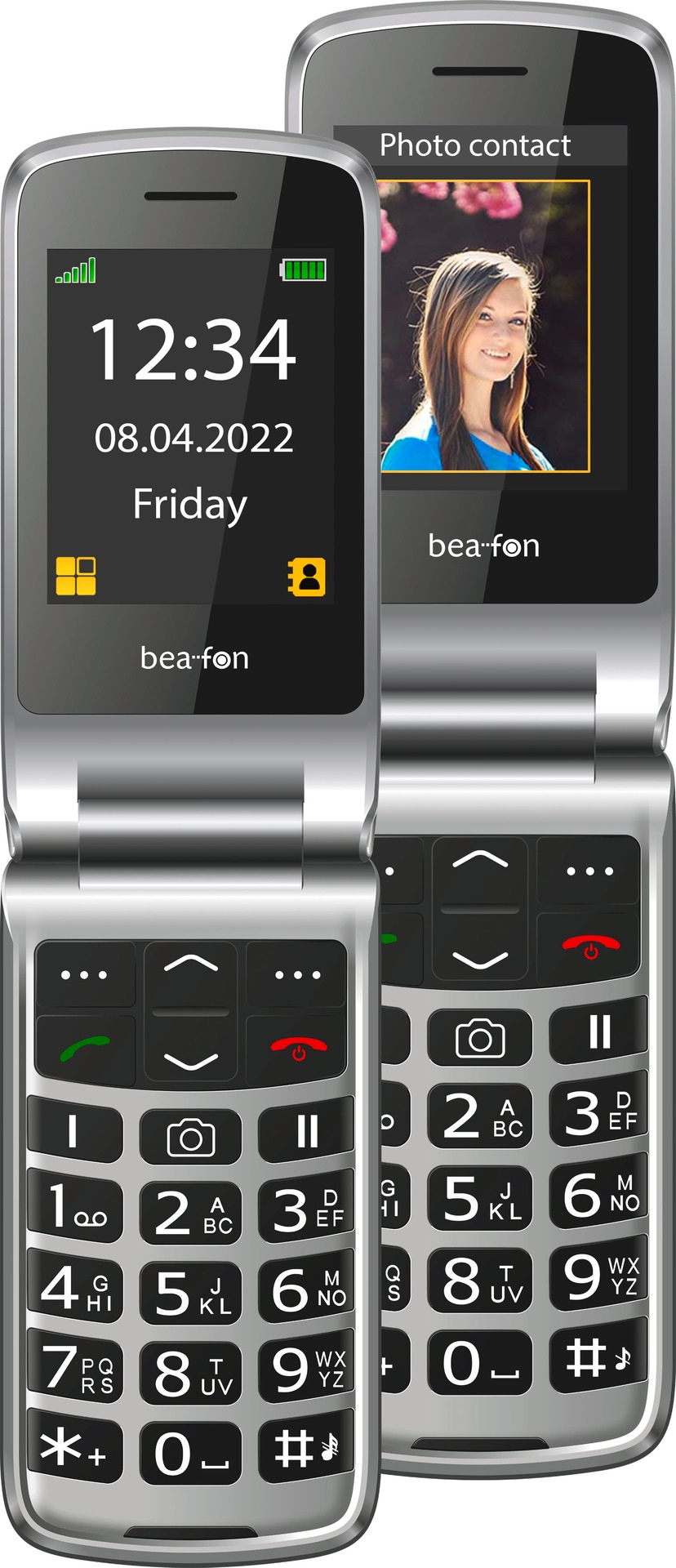 Beafon Klapphandy »SL605«, Schwarz/Silber