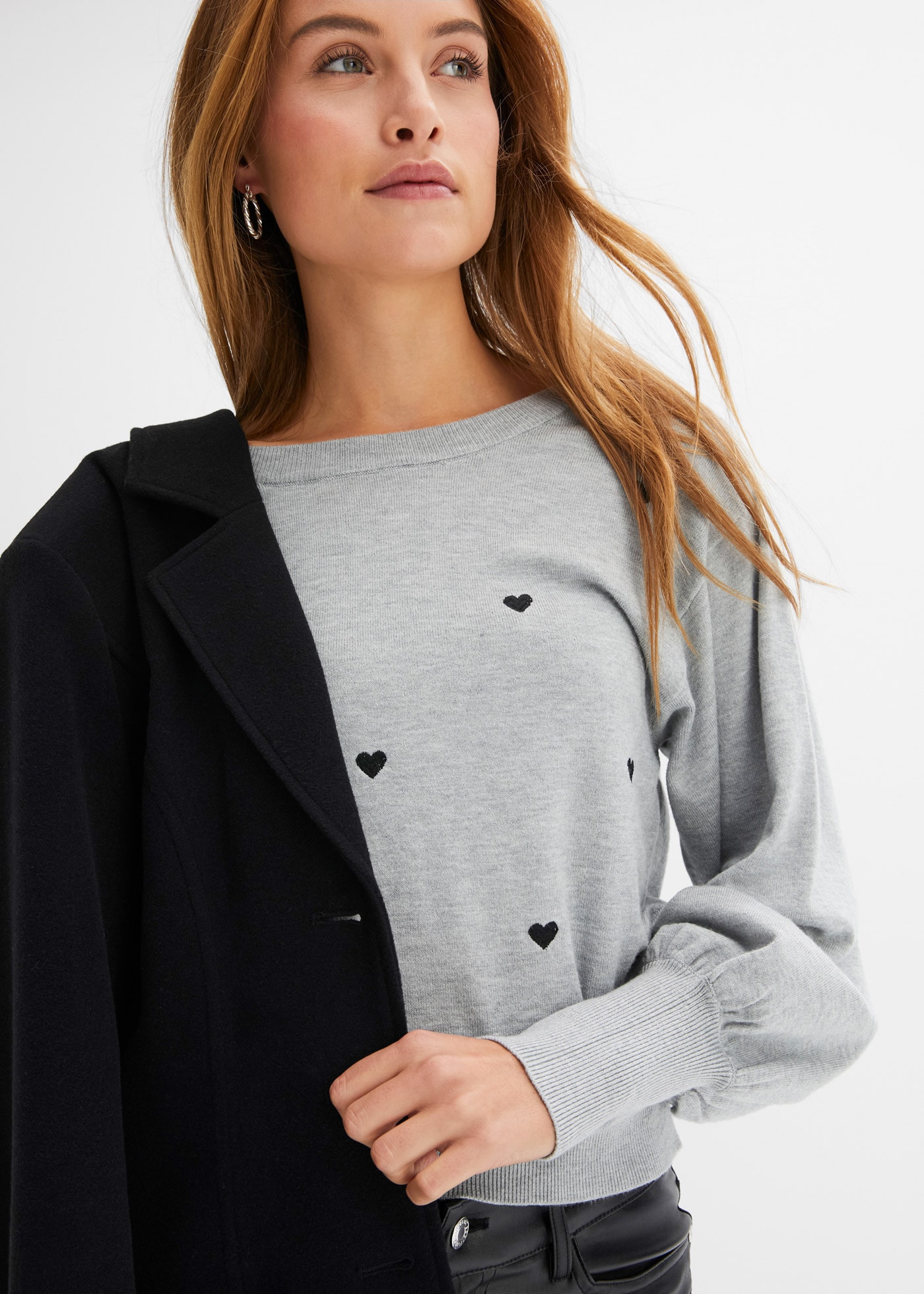 bonprix Strickpullover »Feinstrickpullover aus Viskose-Mix« aus Viskose-Mix, mit Stehkragen, mit Stickerei, bequeme Passform