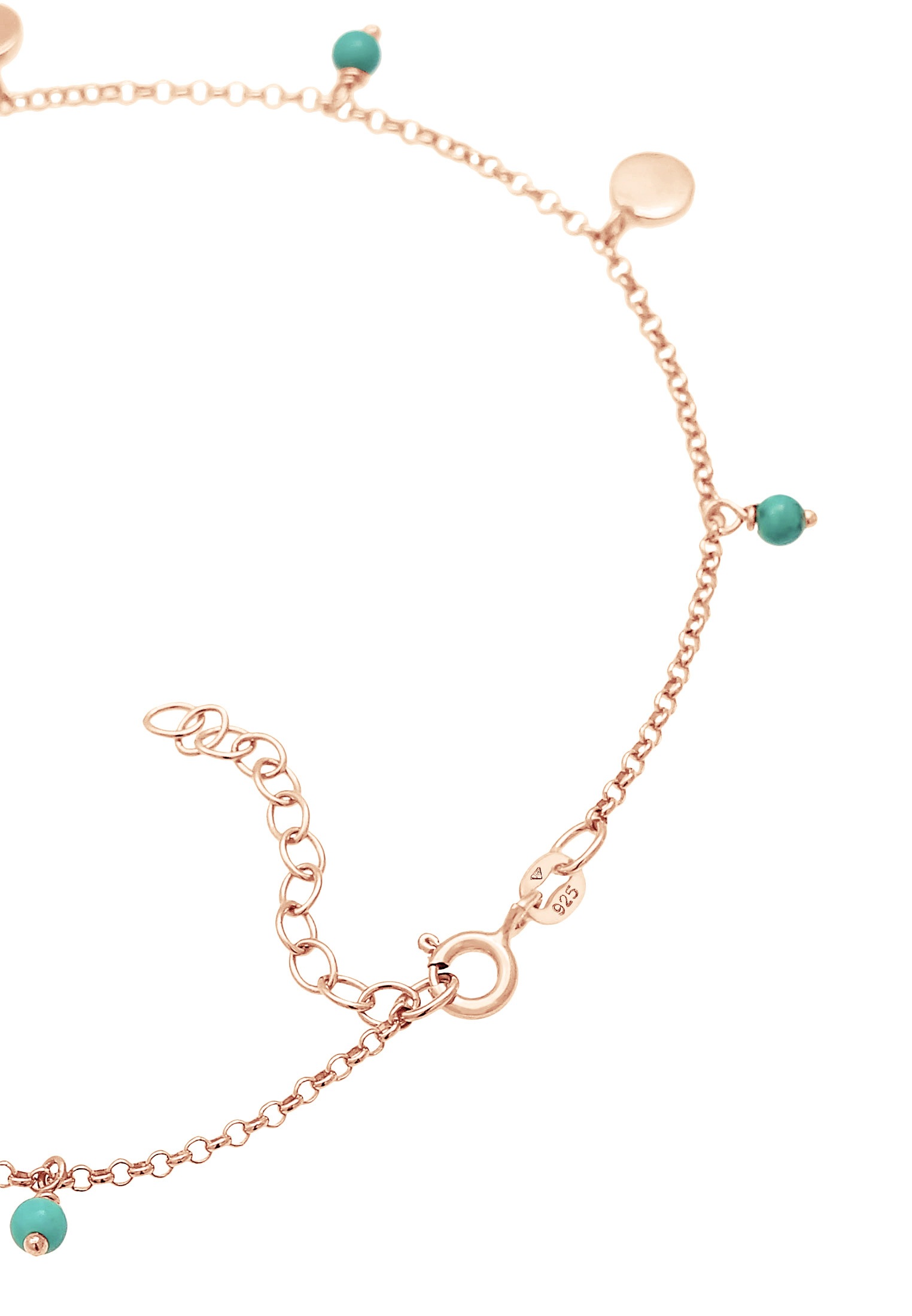 Elli Fußkette »Fußschmuck Erbskette Plättchen Howlith Türkis 925er Silber«