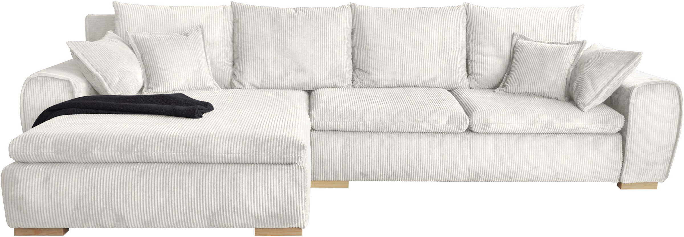 Home affaire Ecksofa »Katja L-Form, B: 325 cm - OTTO. Verlässliche Qualität.« Schlaffunktion, Bettkasten & 4 Zierkissen