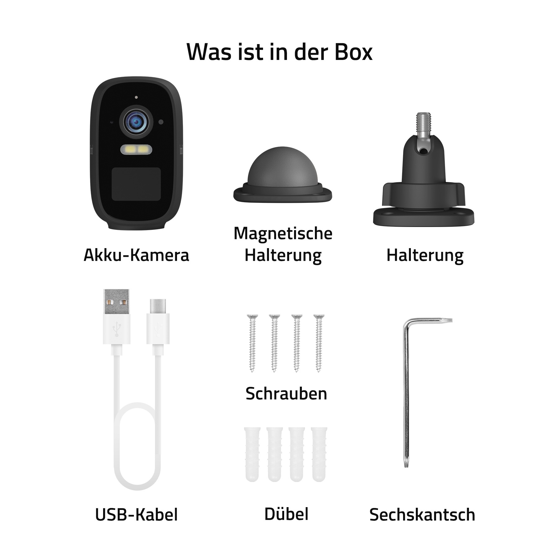 Hombli Überwachungskamera »smarte Batterie Kamera«, Außenbereich, 2K QHD, farbige Nachtsicht, integrierte Sirene und Flutlicht