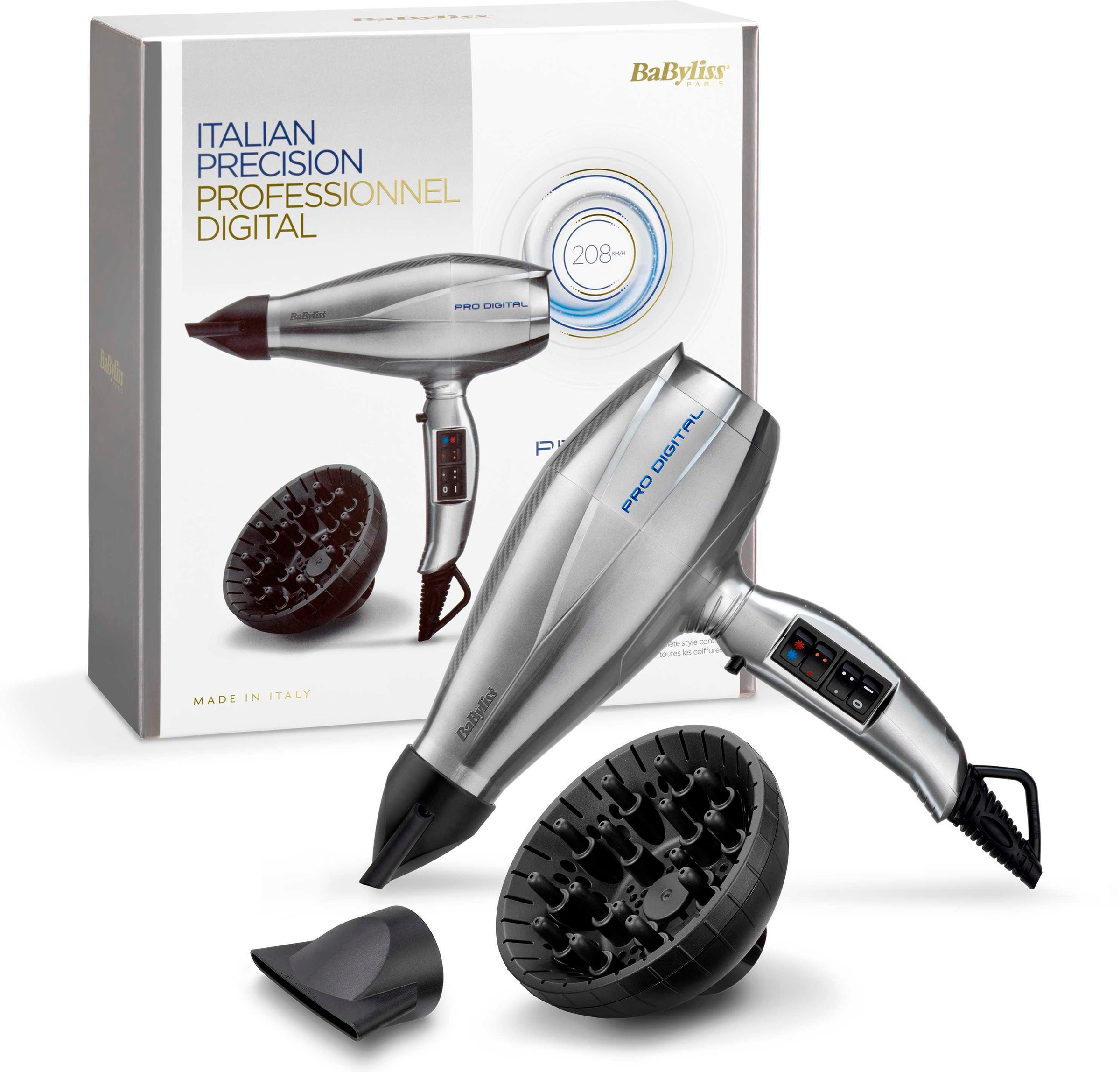 Babyliss Haartrockner »6000E Pro Digital« 2.200 W 3 Aufsätze mit digitalem Motor in bunt