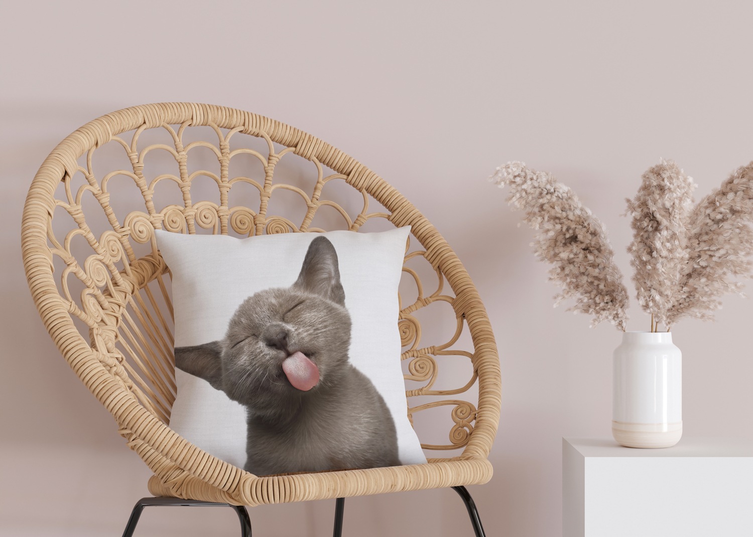 queence Dekokissen »Katzenzunge«, Kissenhülle mit HD Premium Druck, geruchsneutral, 40x40cm