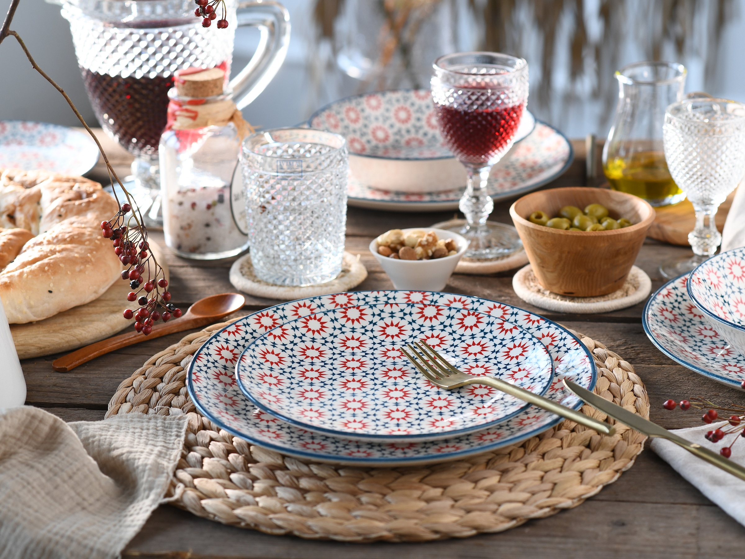 CreaTable Teller-Set »Stella«, (Set, 12 tlg.), orientalisches Fliesenmotiv