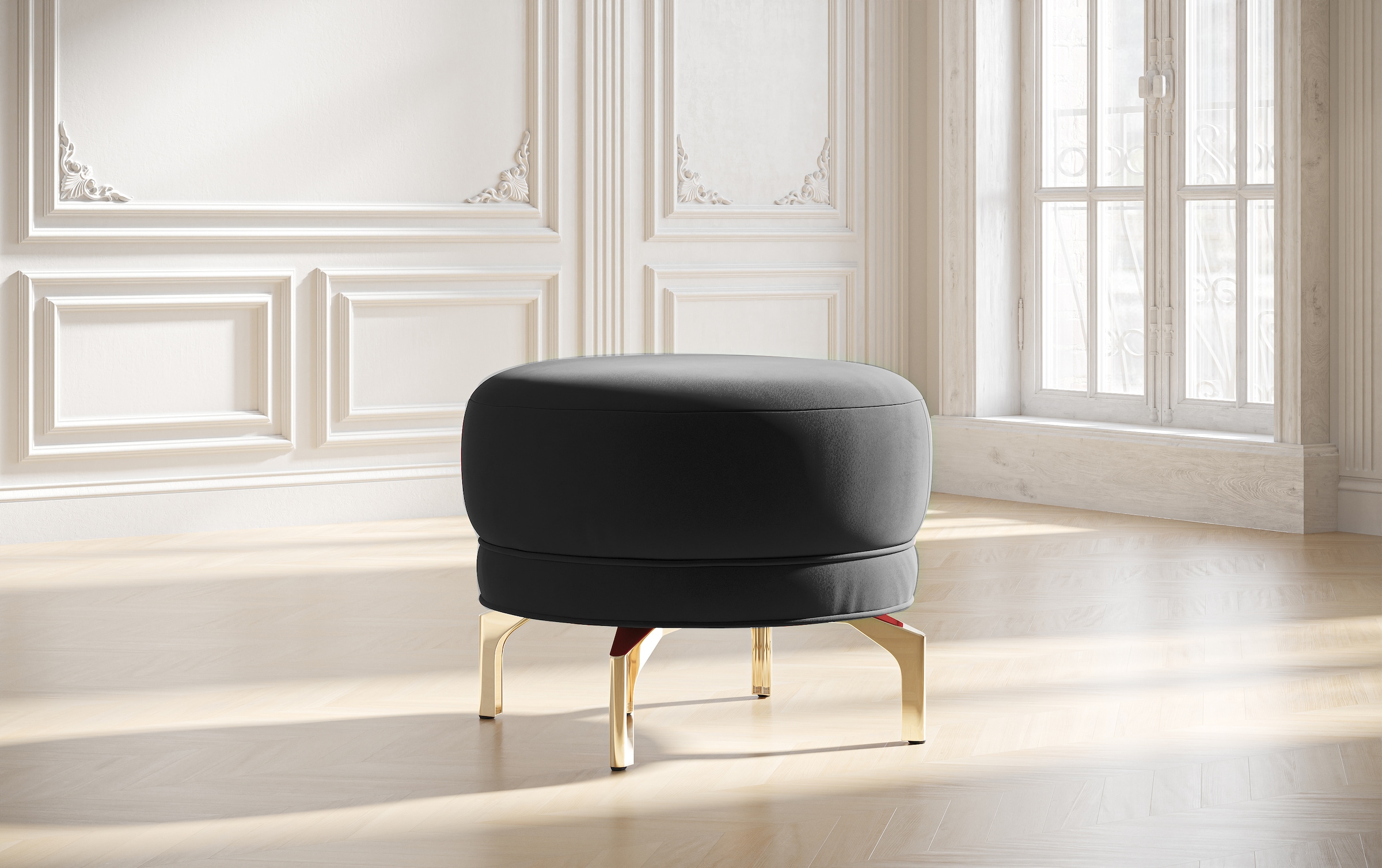 sit&more Polsterhocker »Orient 3«, goldfarbene Metallfüße