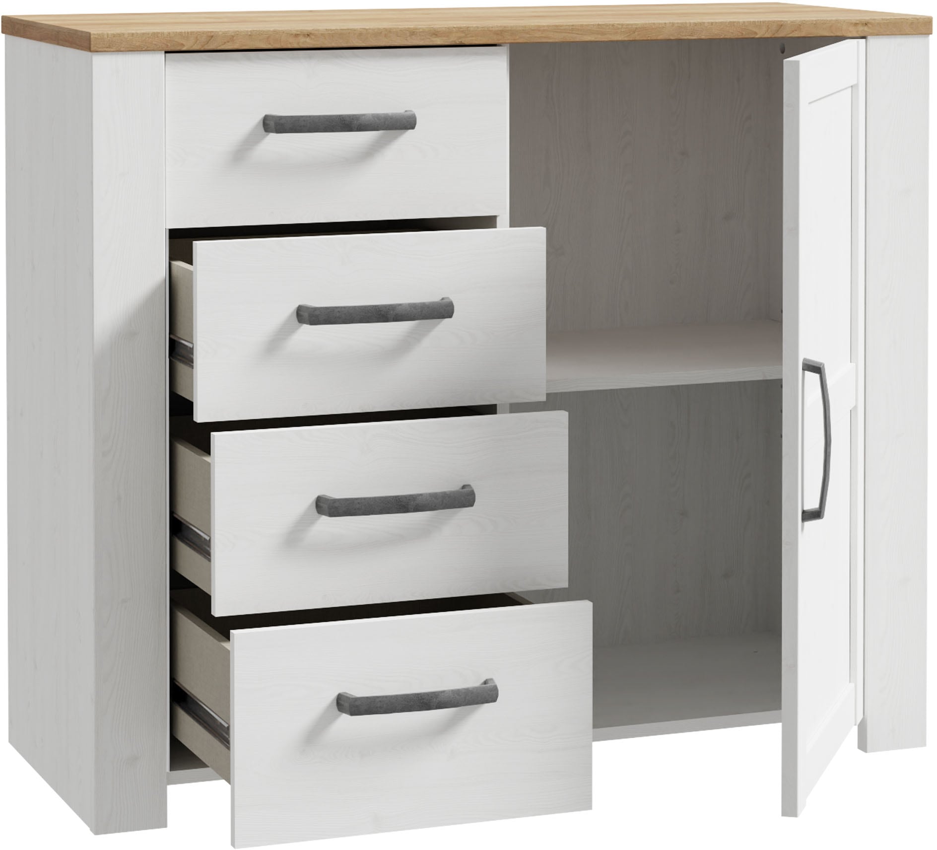 FORTE Kommode B/H/T 101,4/87/42 cm, Soft Close, 4 Schubkästen