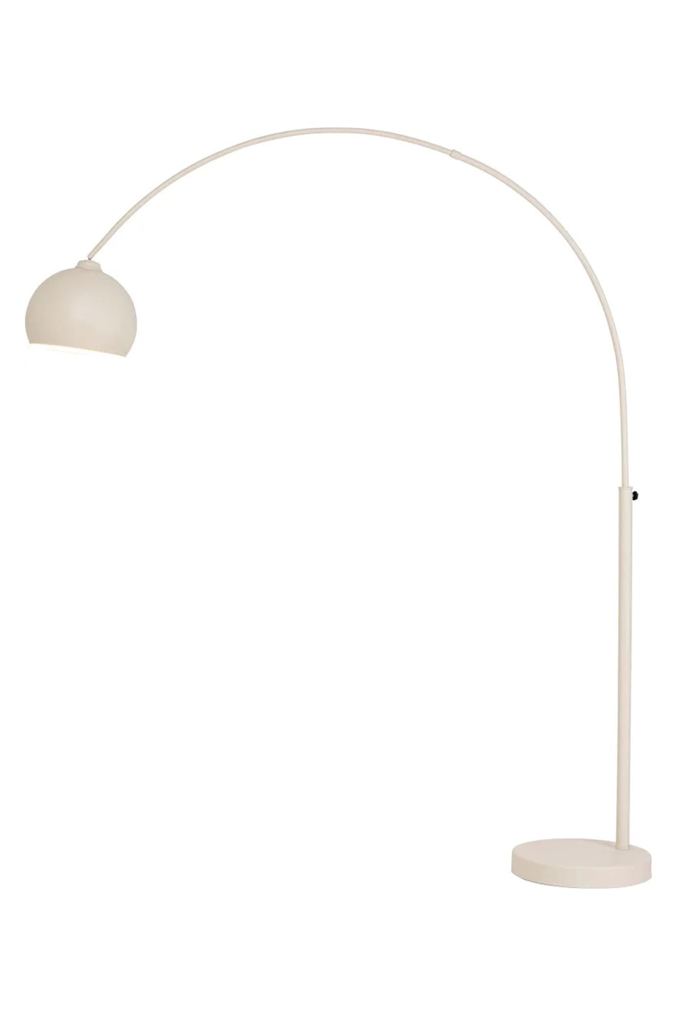 SalesFever Bogenlampe »Elegante Form mit stilvollem Metallschirm und hochwertigem Marmorfuß« E27 1 Stk. beige, Höhe 208 cm, mit Marmorfuß & Dimmer – zeitloses Design