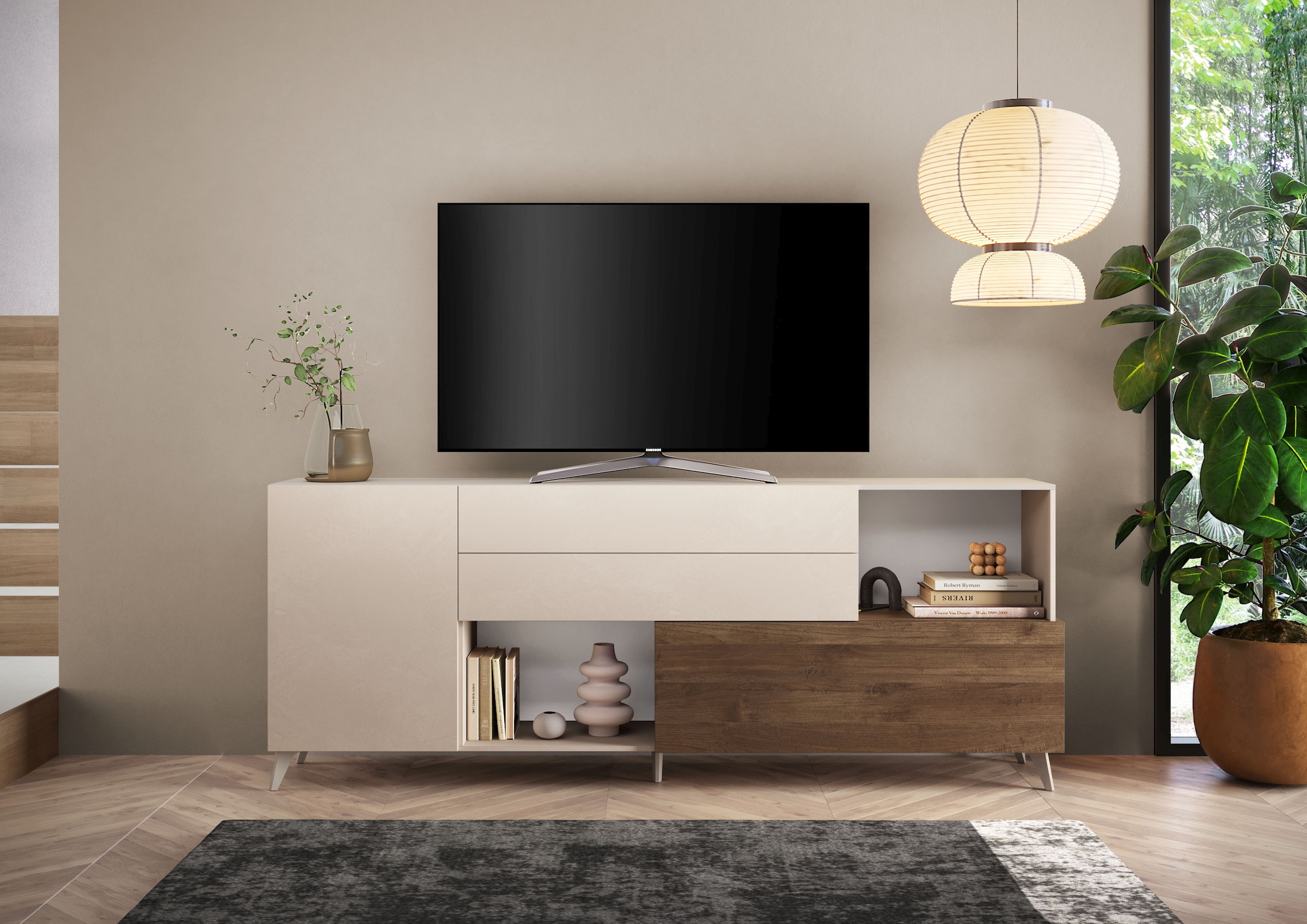 INOSIGN Sideboard »Monaco in Breite 241 cm, Anrichte mit Tür, Klappe und 2 Schubkästen«, Stauraumschrank – sanftes Schließen, edles Design, viel Platz