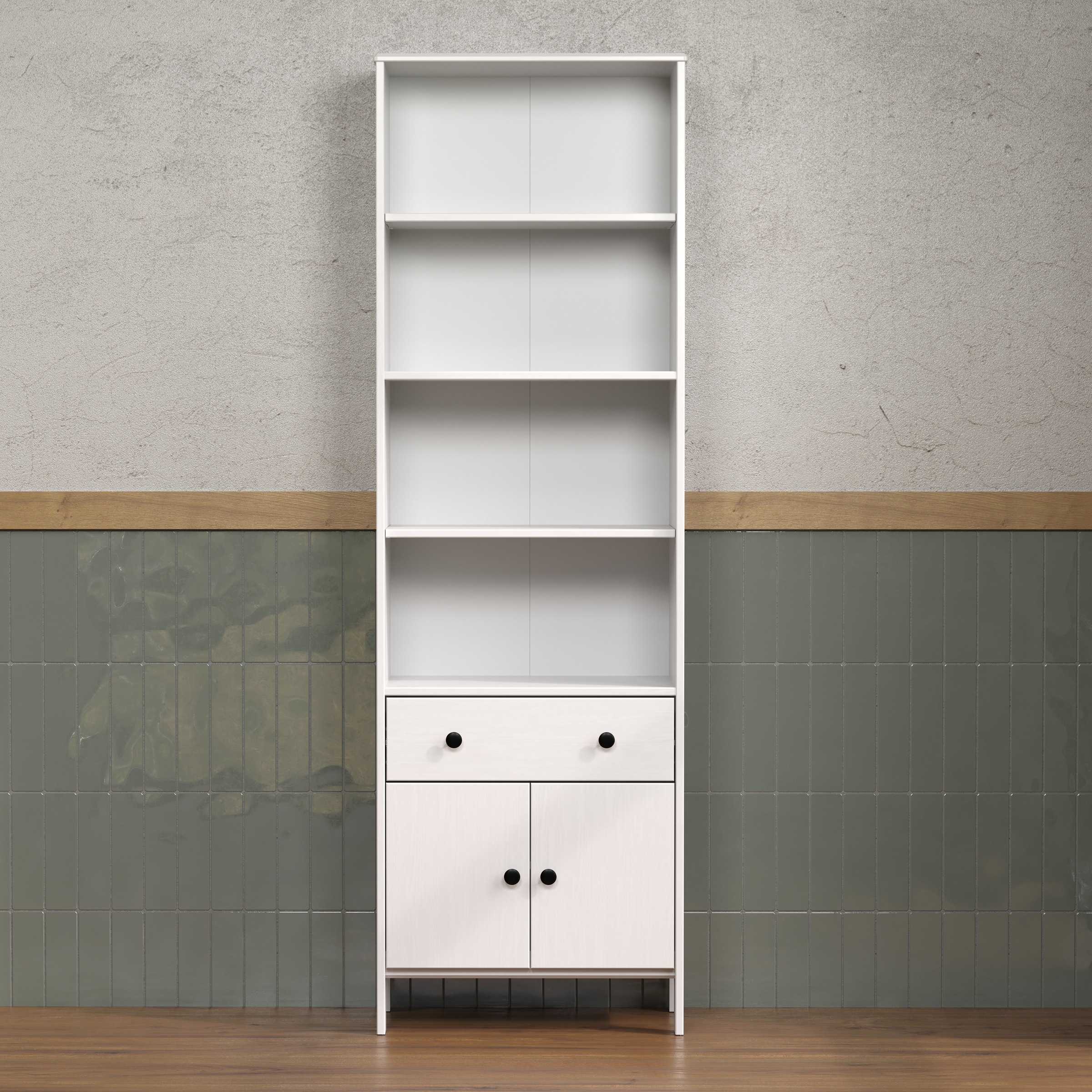 welltime Hochschrank »Kall«, (1 St.), Badezimmerschrank aus Kiefer-Massivholz - Maße (B/T/H) 60/33/188 cm