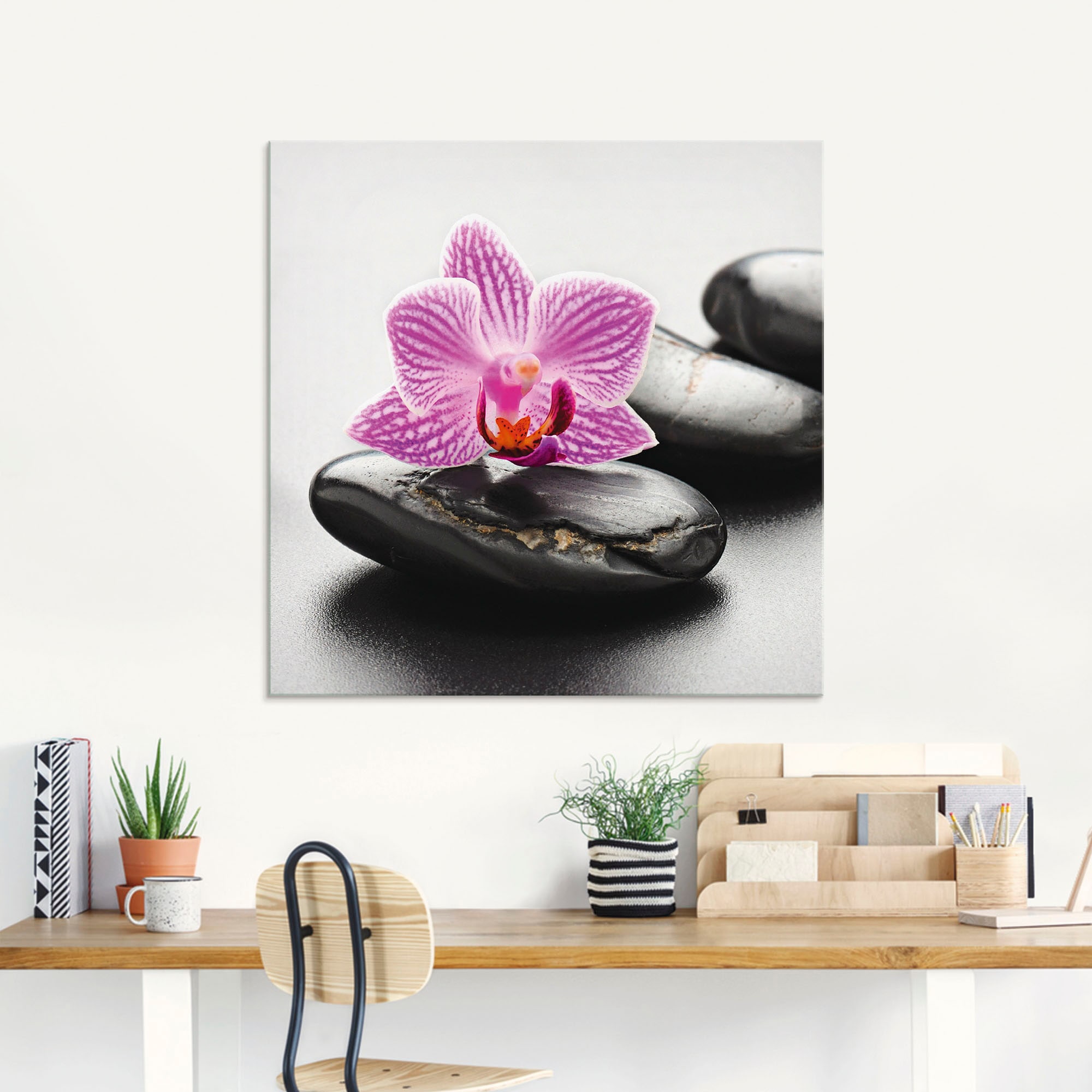Artland Glasbild »Spa-Konzept mit Zen Steinen und Orchidee«, Zen, (1 St.), in verschiedenen Größen