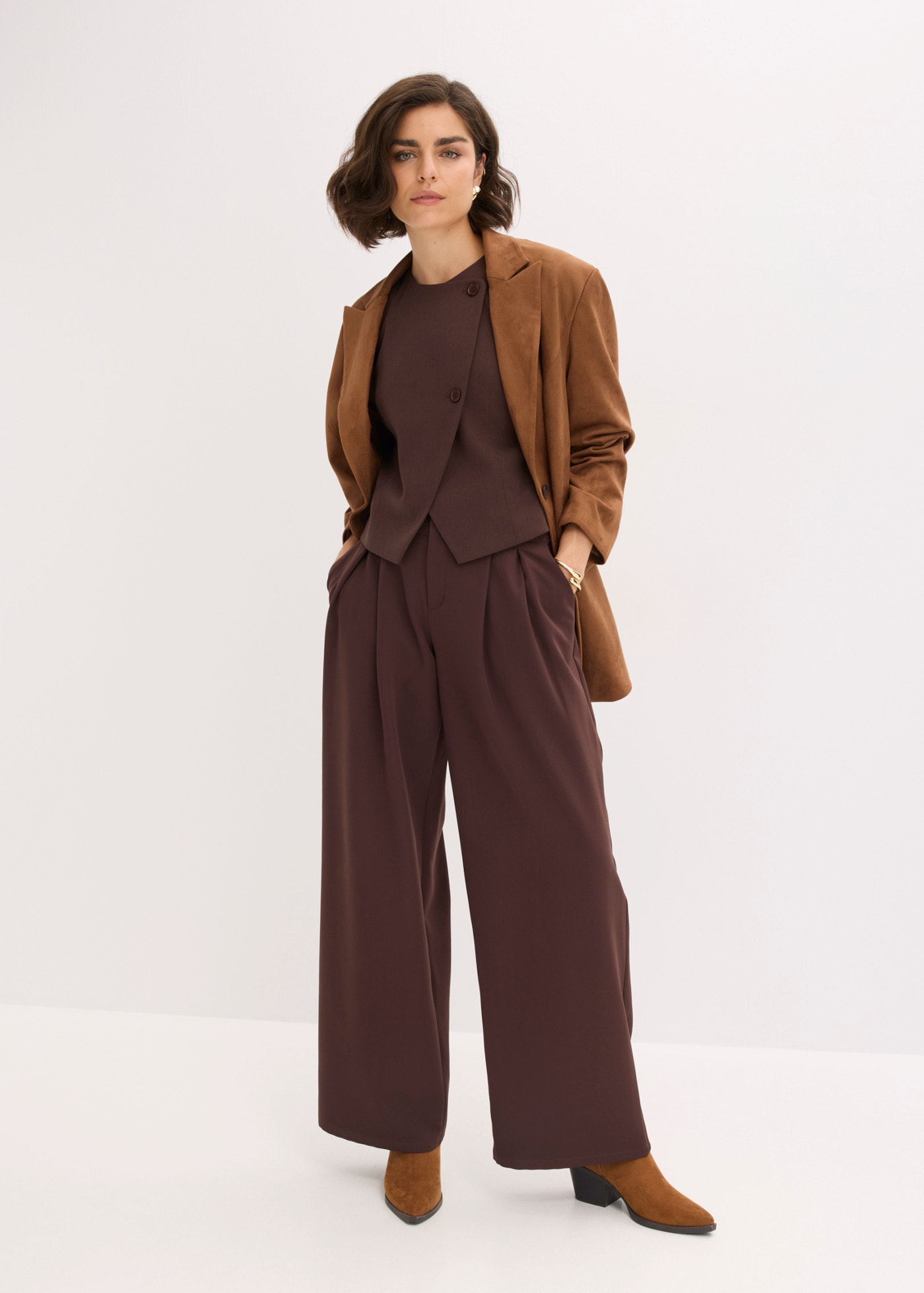 bonprix Bundfaltenhose  Loose Fit, mit Bundfalten, festlicher Stil