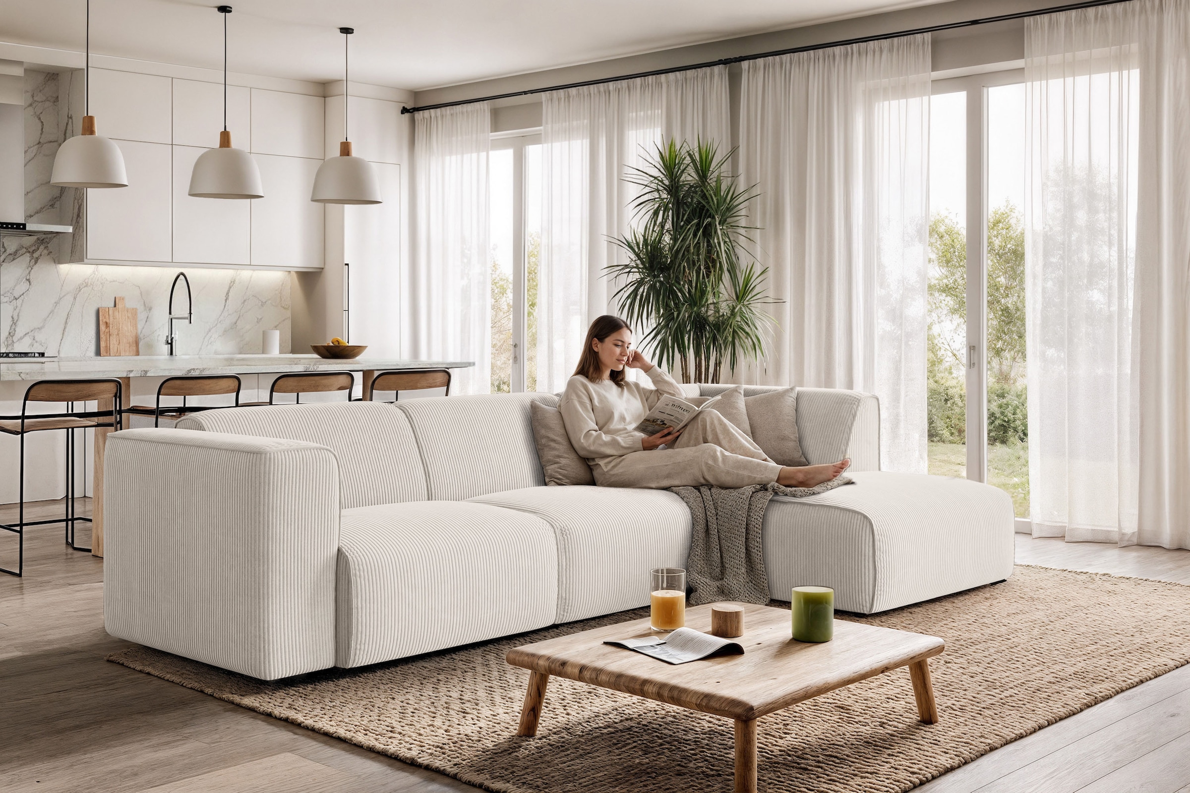 OTTO home Ecksofa »Merid L-Form, B: 295 cm - OTTO. Verlässliche Qualität.« jederzeit durch Module erweiterbar