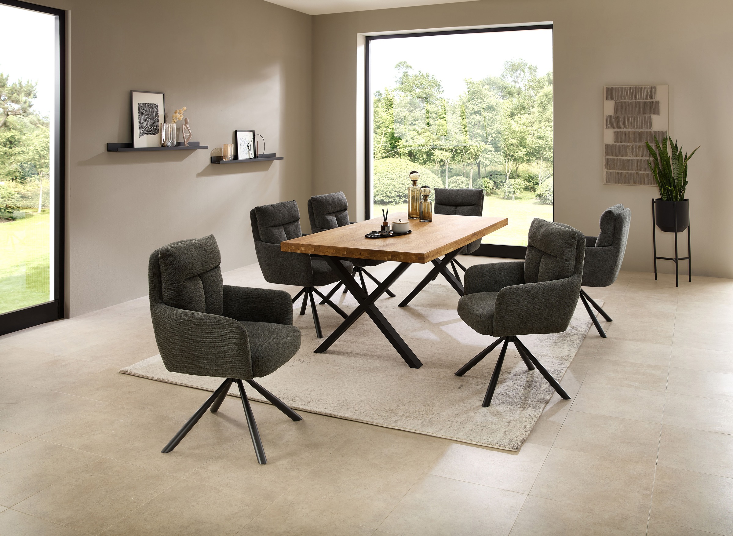 Stolkom Esstisch »Chris Esszimmertisch Eiche Massivholz, BxHxT 110x47x70 cm«, Gerade Kante, Industrial Style Eiche Massivholz
