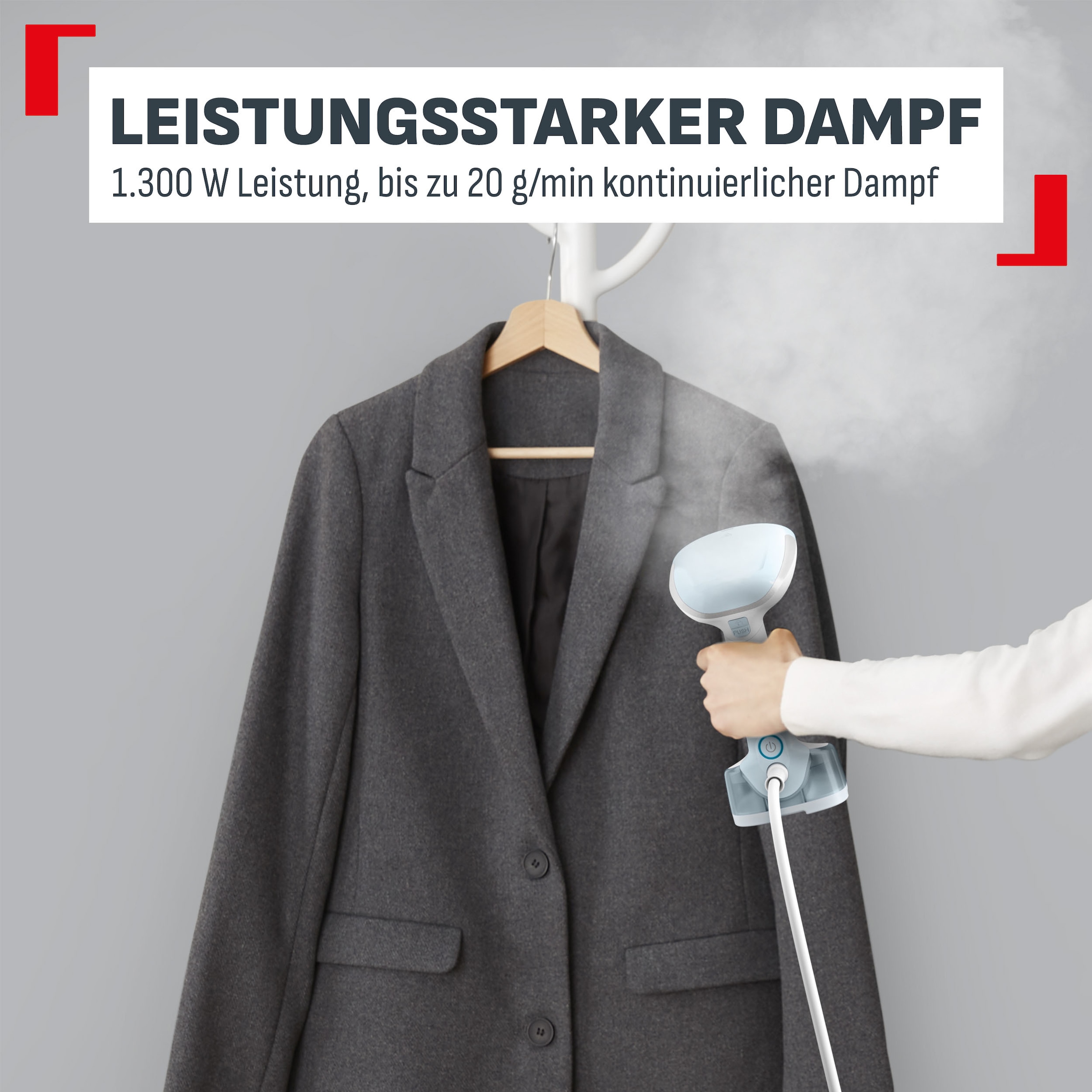 Tefal Dampfbürste »Access'Steam Pocket« 1300 W abklappbarer Bügelkopf, ultra leicht, 1300 W, 20 g/min Dampfabgabe