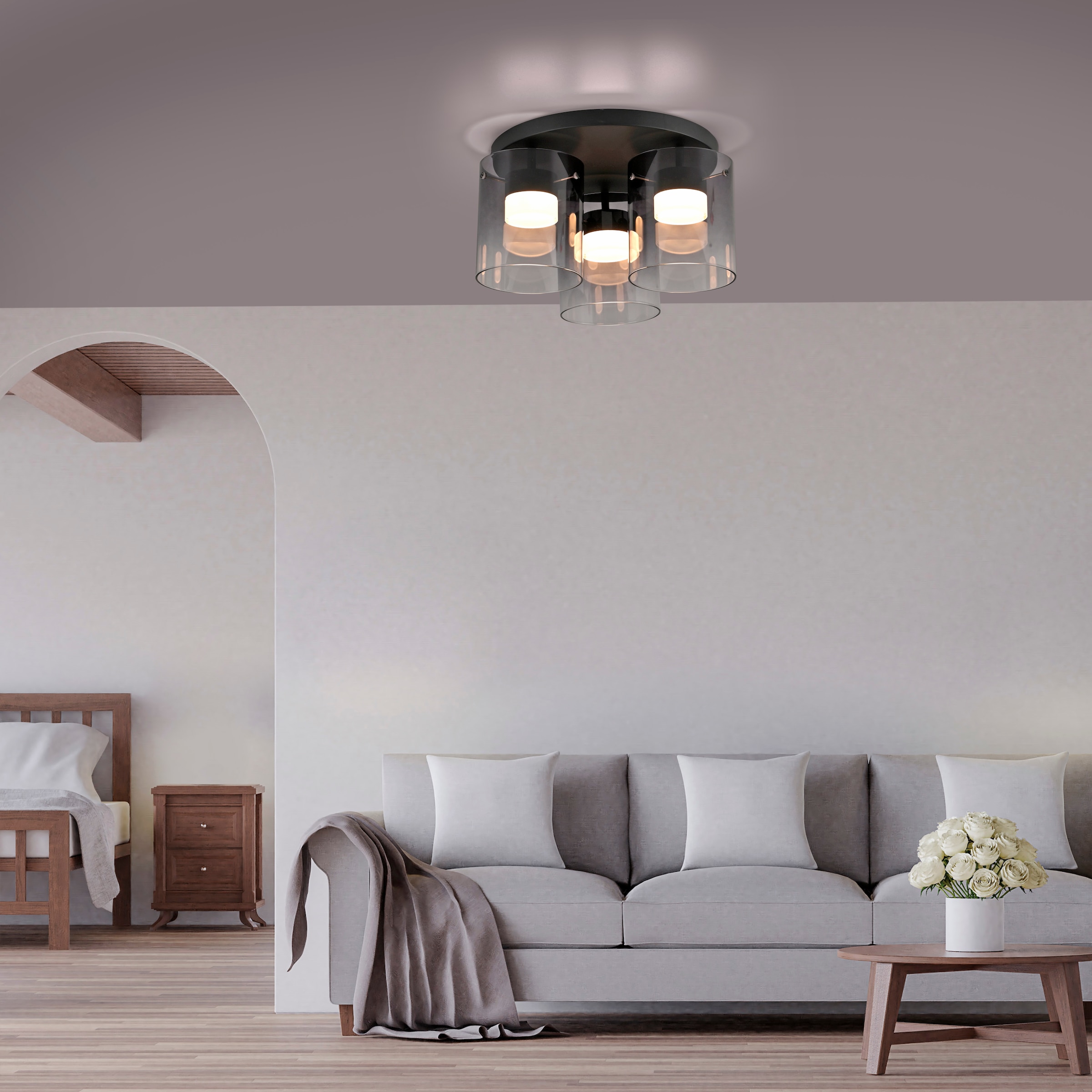 JUST LIGHT LED Deckenleuchte »ELIO« LED-Board 1 Stk. Warmweiß 3-Stufen Dimmer, Switchmo