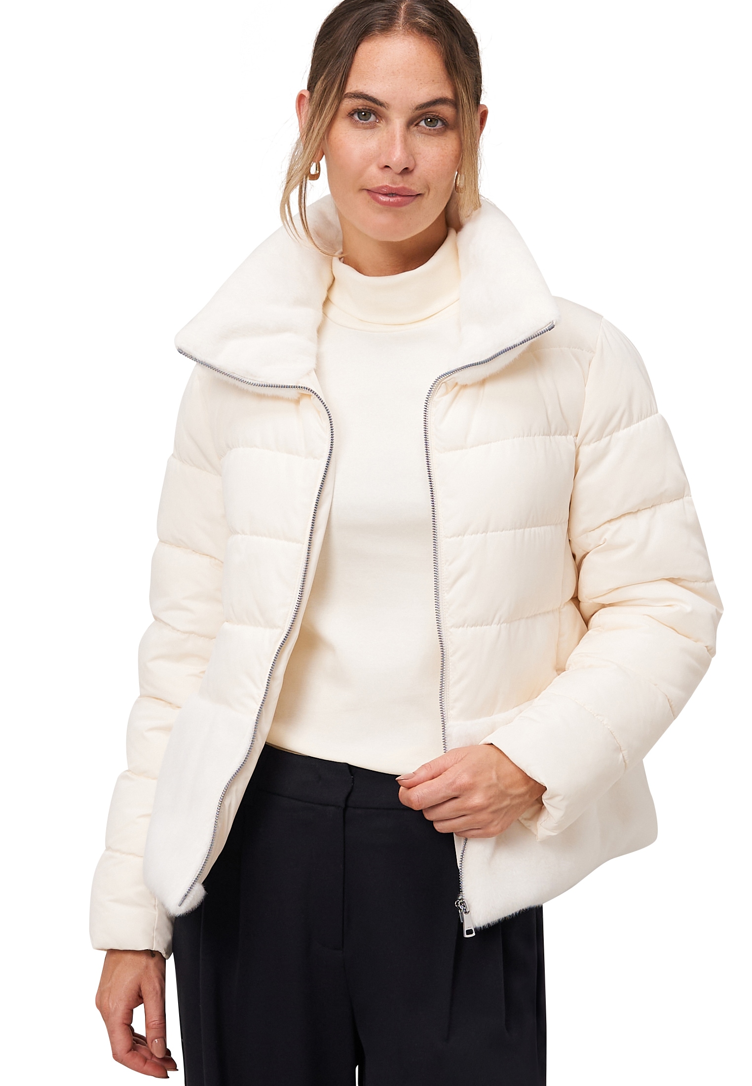 Zero Steppjacke »Steppjacke mit Kunstfellkragen«