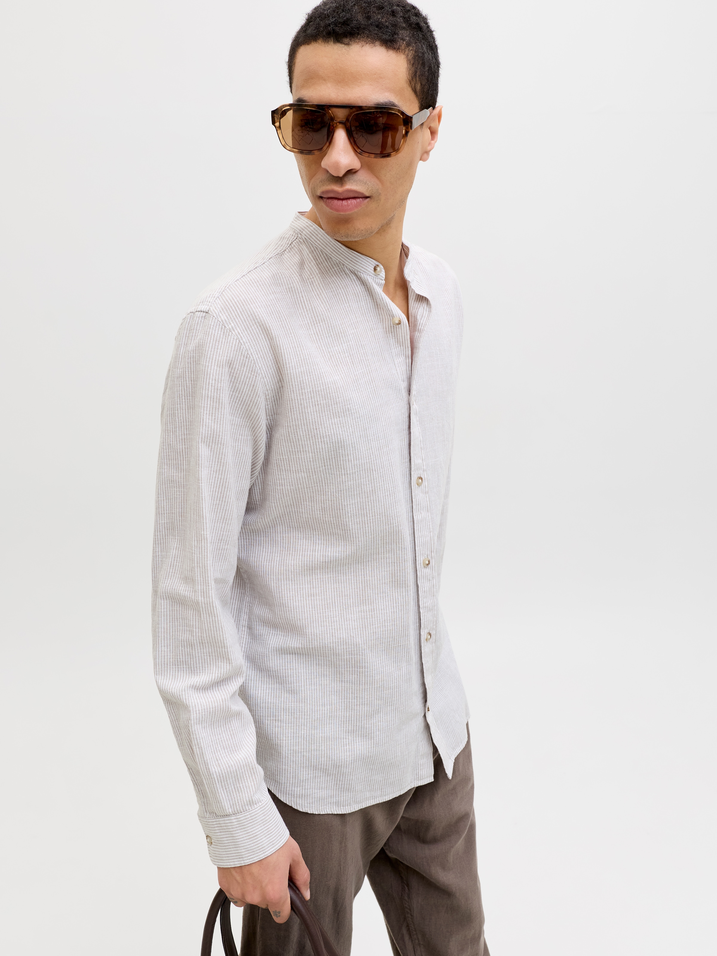 Jack & Jones Langarmhemd »JJESUMMER LINEN BLEND BAND SHIRT L/S SN« Baumwollmischung, regular fit