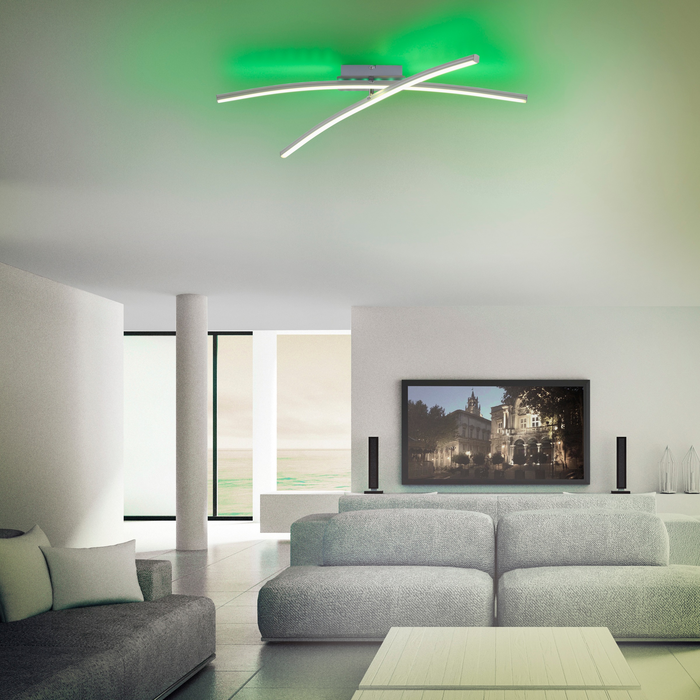 JUST LIGHT Deckenleuchte »ALINA«, 4 flammig, Leuchtmittel LED-Board-LED-Board | LED fest integriert, LED, CCT - über Fernbedienung, RGB, dimmbar über Fernbedienung