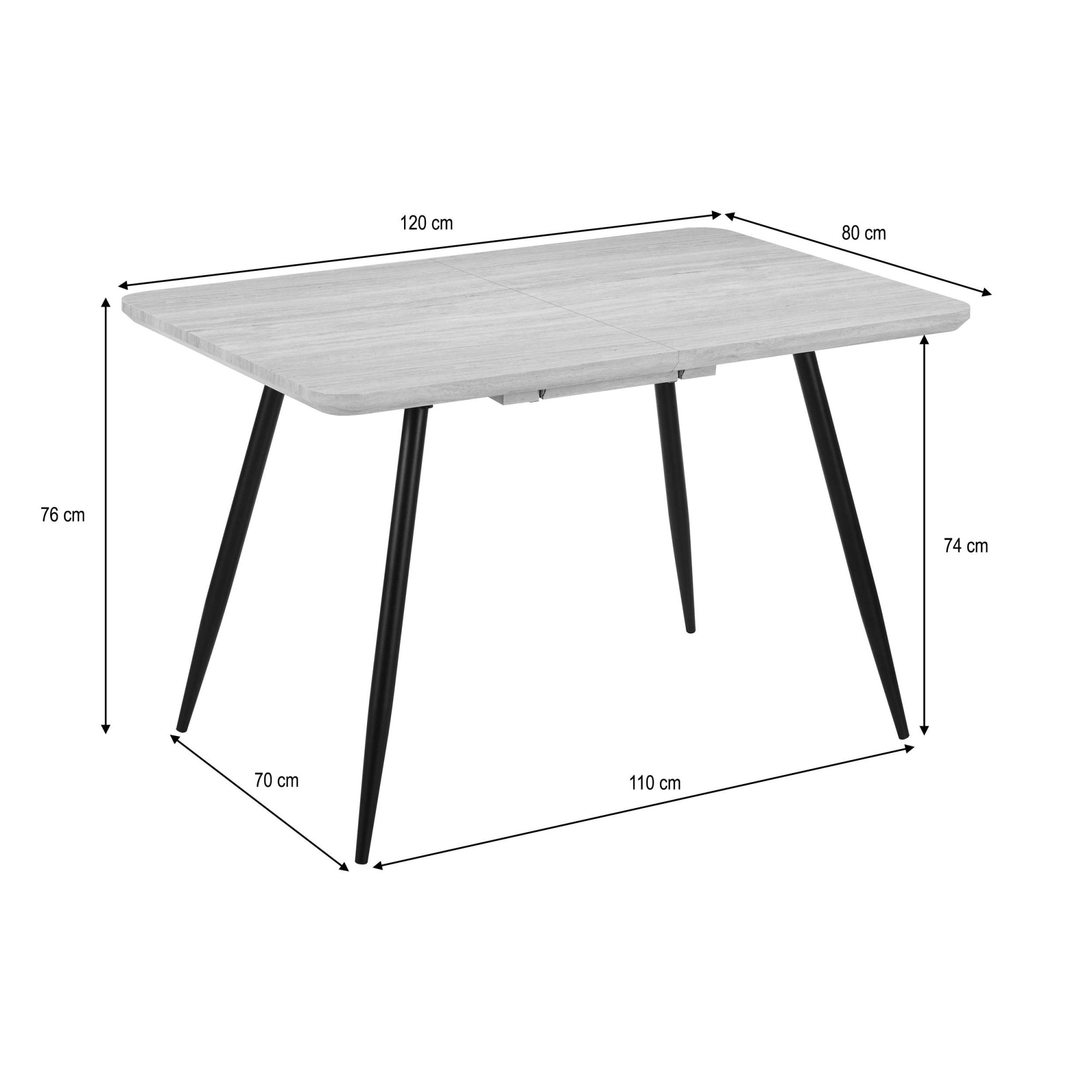 OTTO home Esstisch »Ombrone« ausziehbar 120-160 cm, Synchronauszug, inkl Einlegeplatte, Breite 80cm