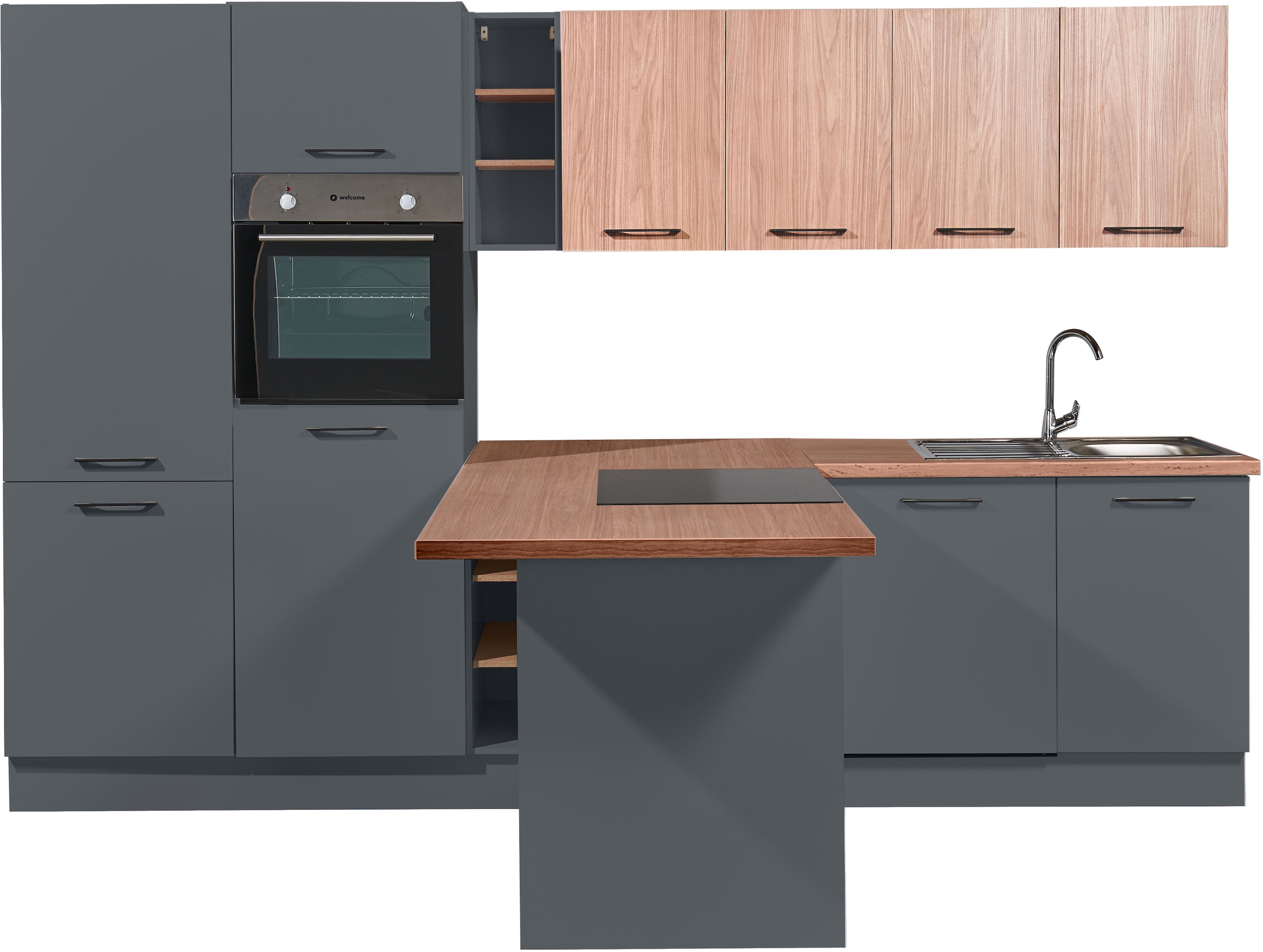 BASIC by Balculina Küchenzeile »Girona B/H/T 325x211x200 cm« Breite 325cm, wahlweise mit E-Geräte, Softclose