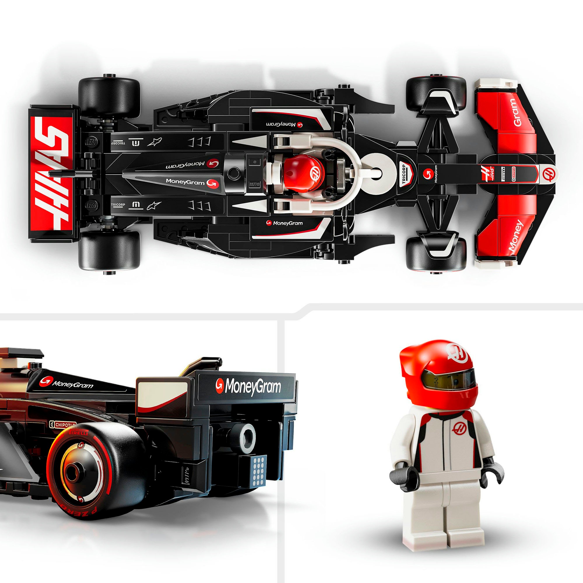 LEGO® Konstruktionsspielsteine »MoneyGram Haas F1® Team VF-24 Rennauto (77250), LEGO® Speed Champions«, (242 St.), Made in Europe