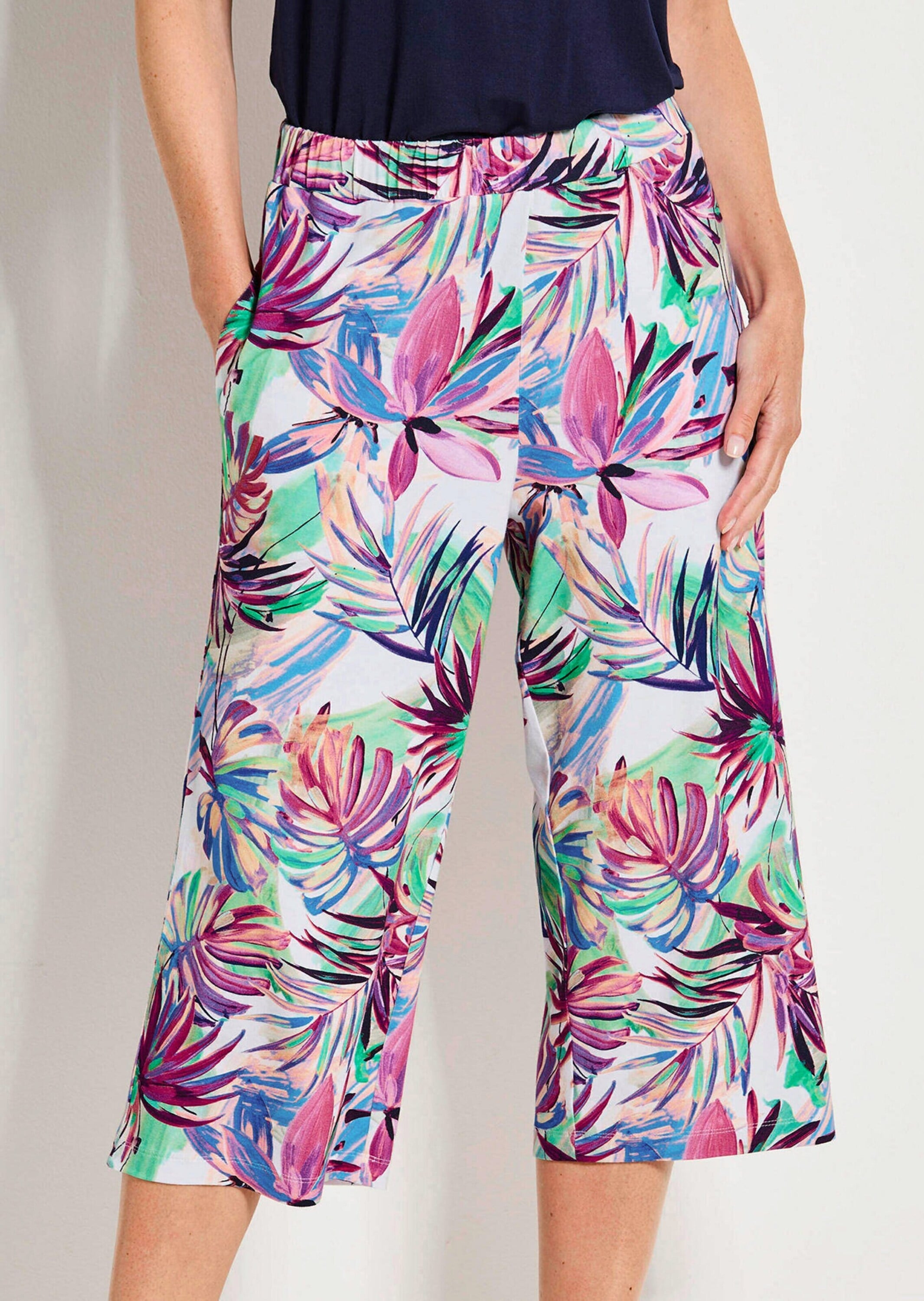 GOLDNER Schlupfhose »Jersey-Culotte VERA mit Palmenprint«