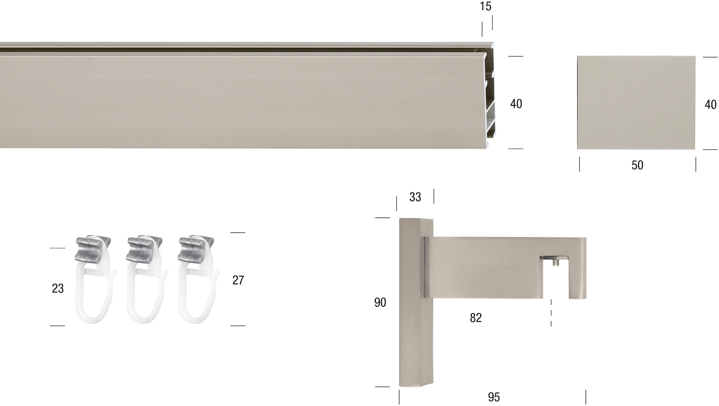 GARESA Gardinenstange »FLAT« 1 läufig-läufig Wunschmaßlänge Rechteckprofil, Wandmontage, perfekter Lauf, modern, verlängerbar