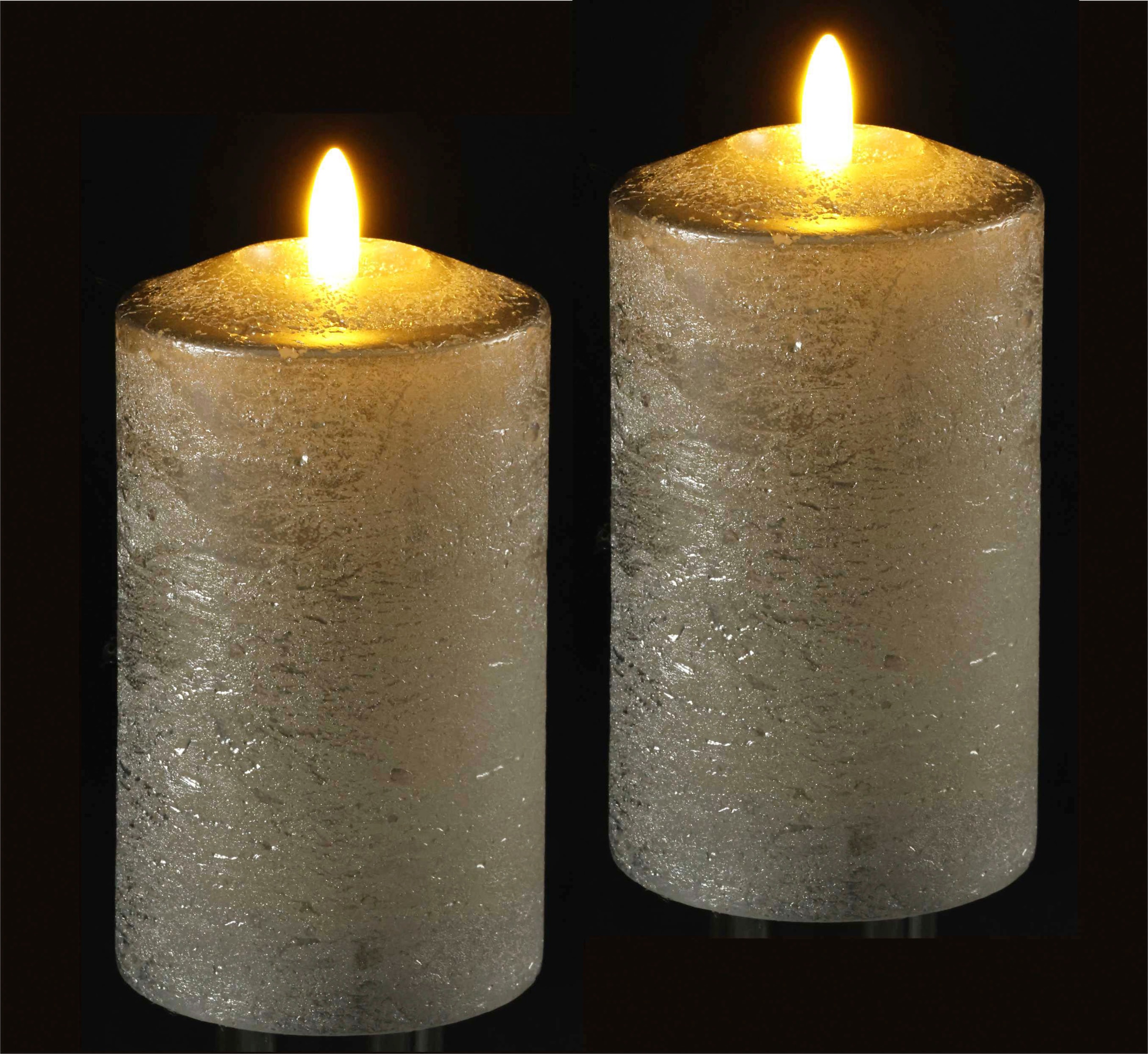I.GE.A. LED-Kerze »Batteriebetriebene LED-Kerzen aus Echtwachs, Höhe ca. 12,5 cm«, warmweißes Stimmungslicht, Stumpenkerze für den Adventskranz
